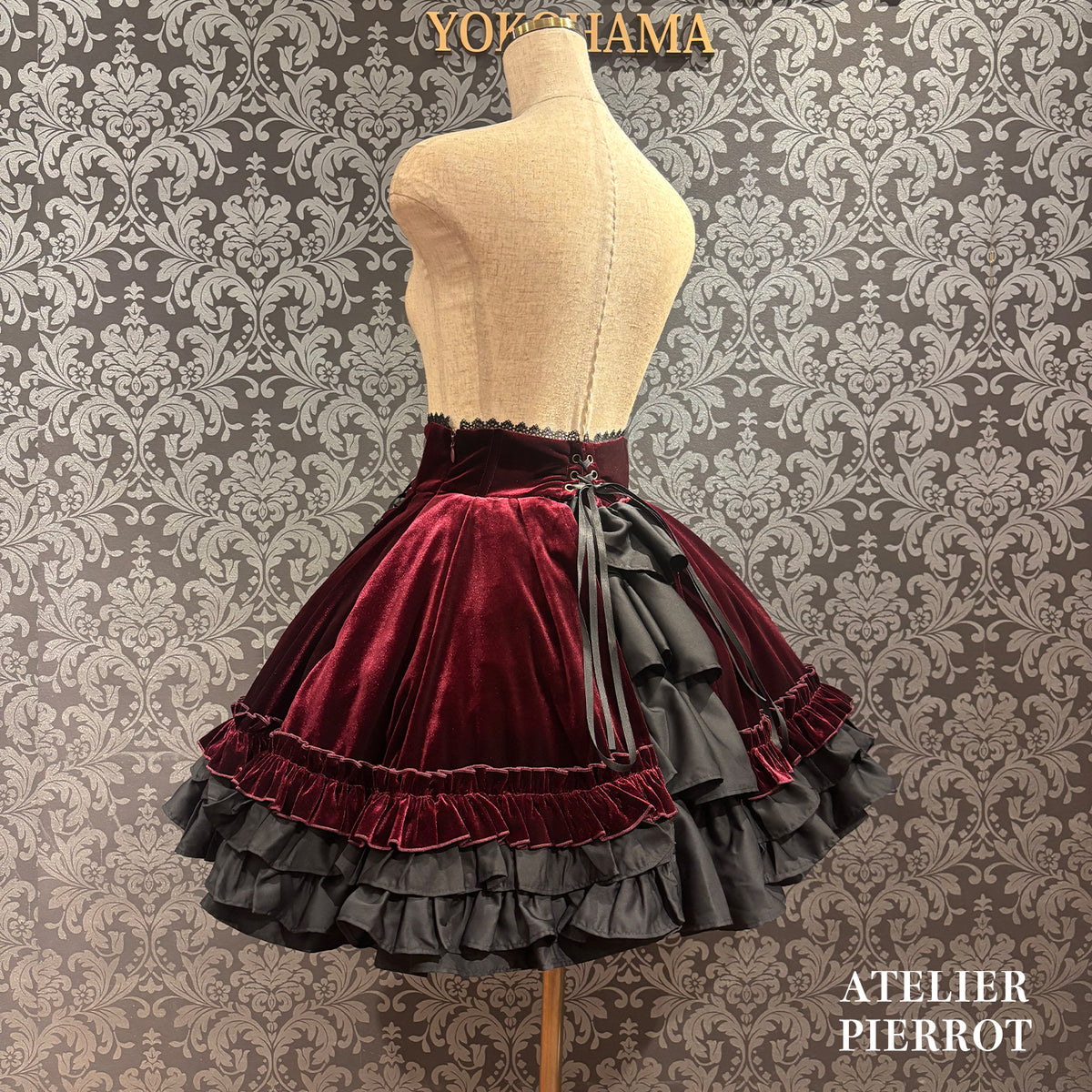 【ATELIER PIERROT】　★ご予約受付中★ Adenophora Lace-Up Skirt  　ボルドー/新色パープル/ネイビー/ブラック　