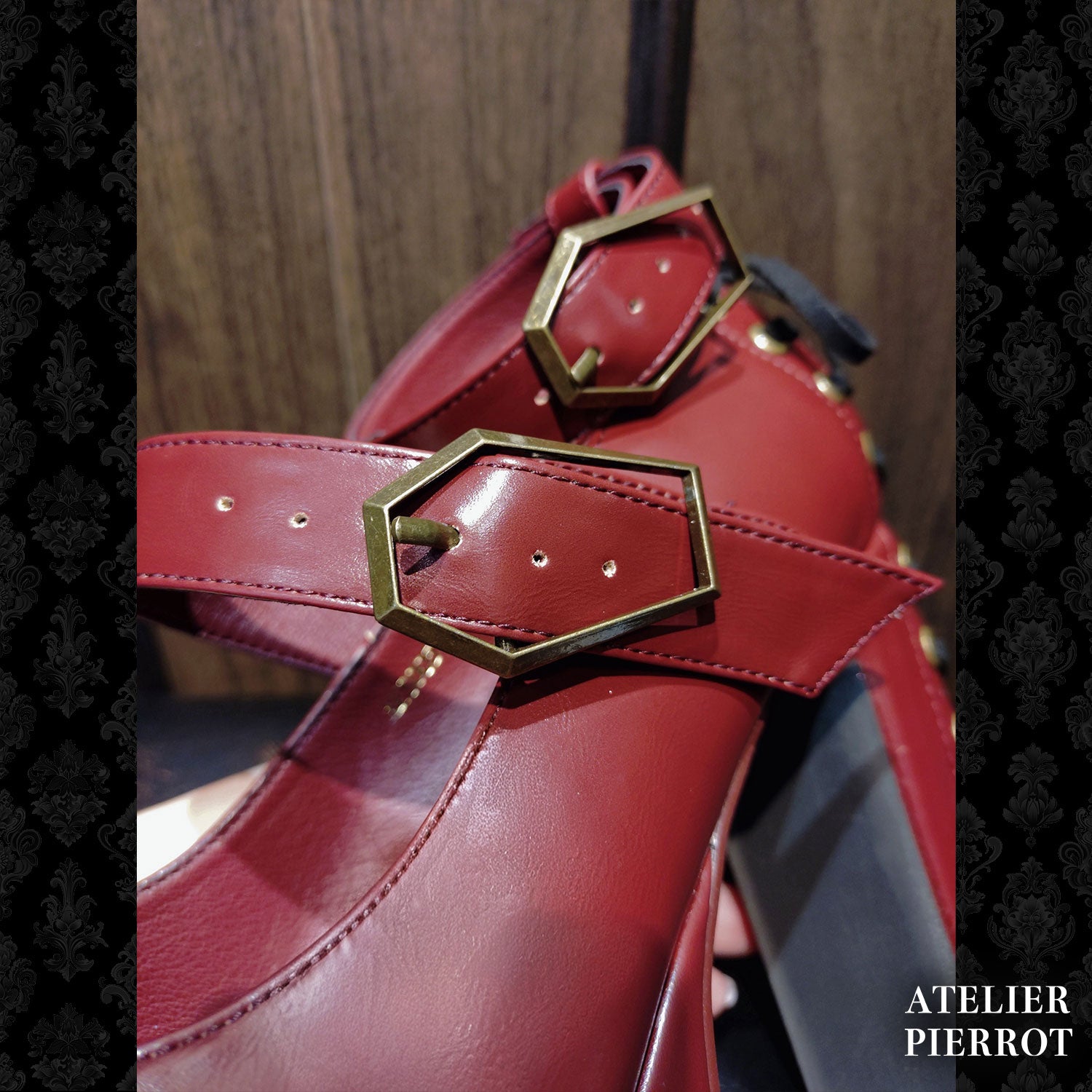 【ATELIER PIERROT】　★Now accepting reservations★ Coffin Buckle Lace-Up Platform PumpsWhite/Bordeaux/gold/BlackS/M/L/XL