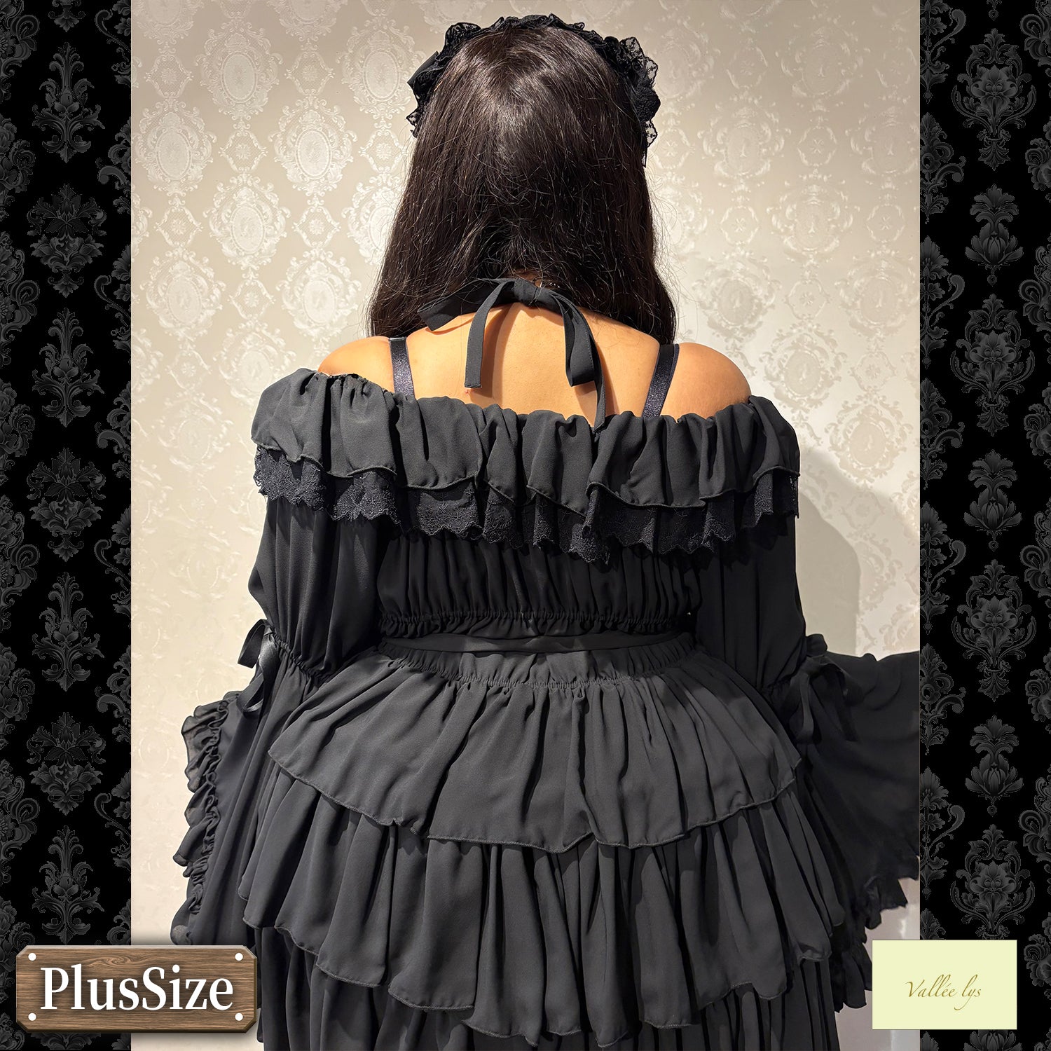 【Vallée lys】ヴァレリス　★ご予約受付中★　 CoquelicotDress　ホワイト/ボルドー/パープル/ネイビー/ブラック　プラスサイズ