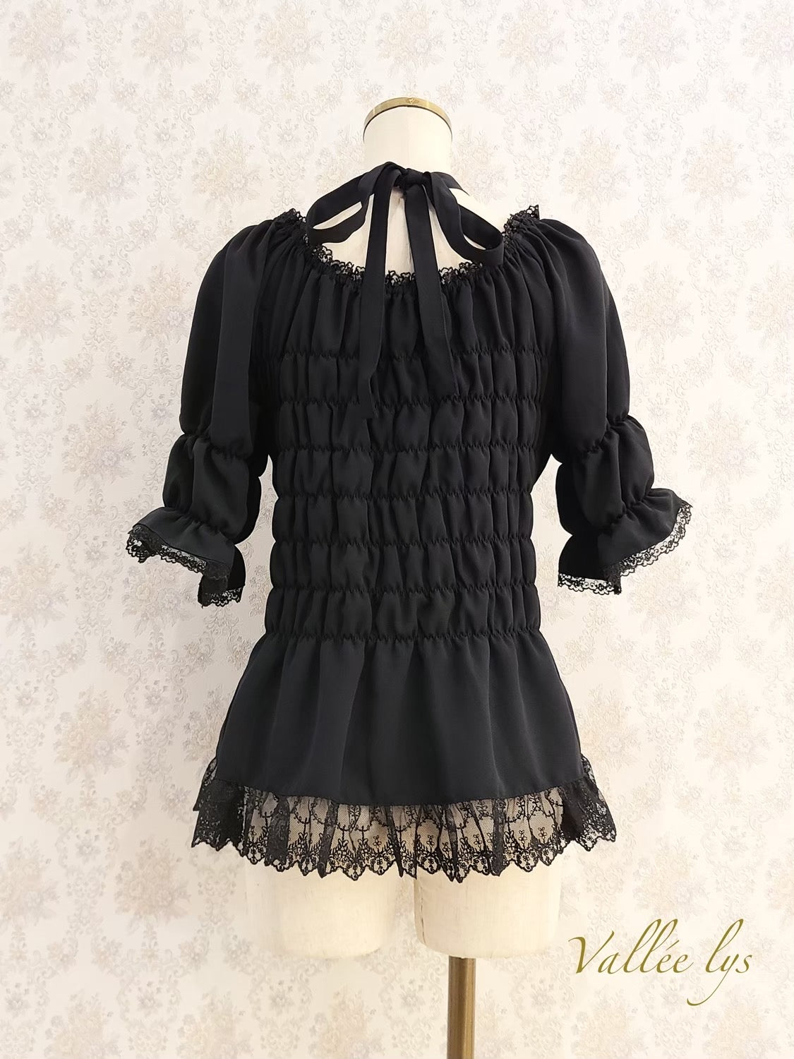 [Vallée Lys] Vallellis 5 -Minute Sleeve Shirring Blouse White