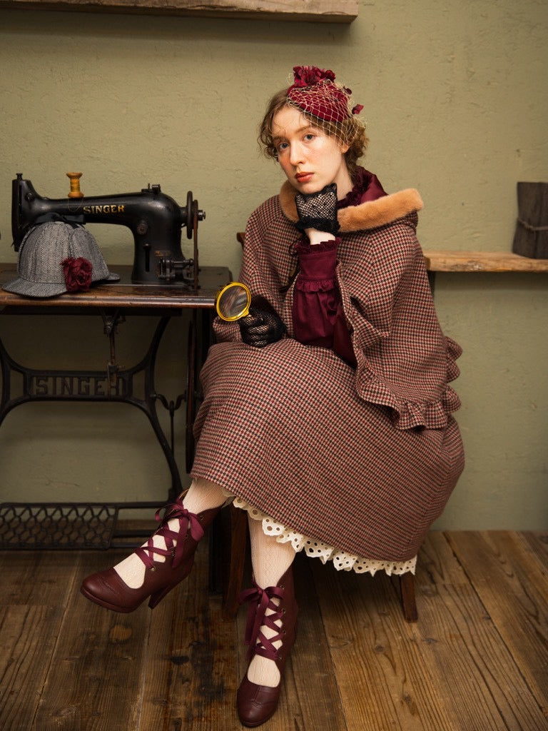 【Victorian maiden】ヴィクトリアンメイデン　★ご予約受付中★レディシャーロックコルセットスカート　ボルドーチェック/クラウドチェック