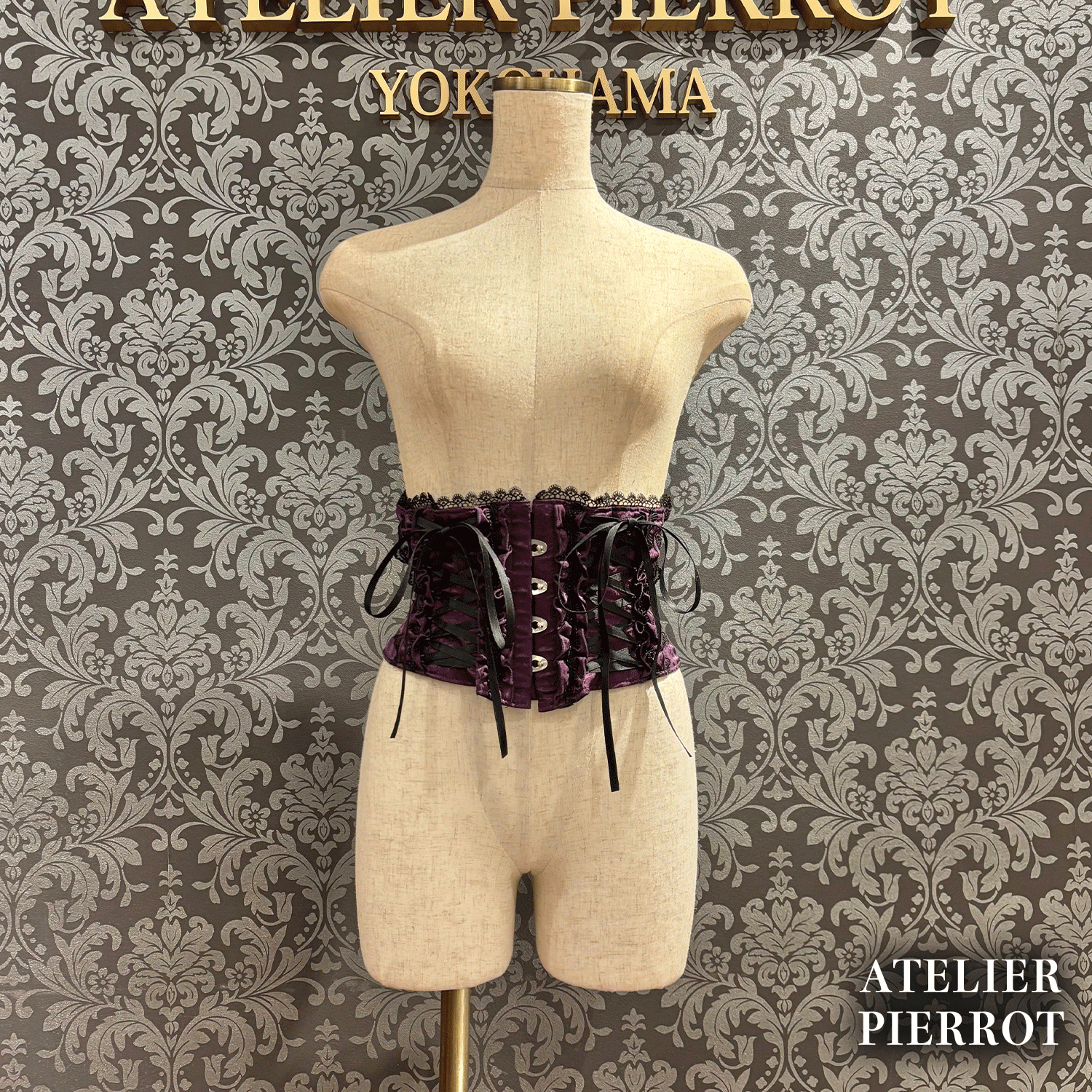 【ATELIER PIERROT】　Thorned Rose Corset　ホワイト/ボルドー/パープル/ネイビー/ブラック×ホワイト/ブラック　★11月中旬〜下旬発売★