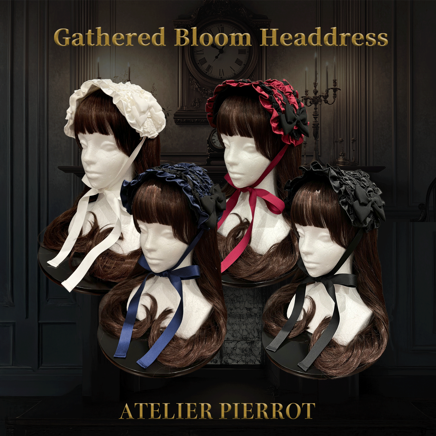 【ATELIER PIERROT】聚集了盛开的头饰白色/波尔多/海军/黑色