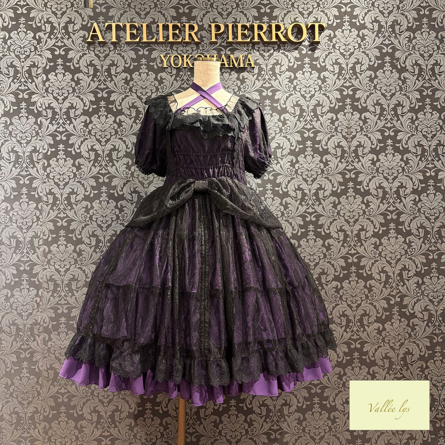 [Vallée lys] Valée Mellow Melody Dress new colorWhite/Bordeaux×Black/Navy×Black/New colorPurple×Black/Black×White/Black