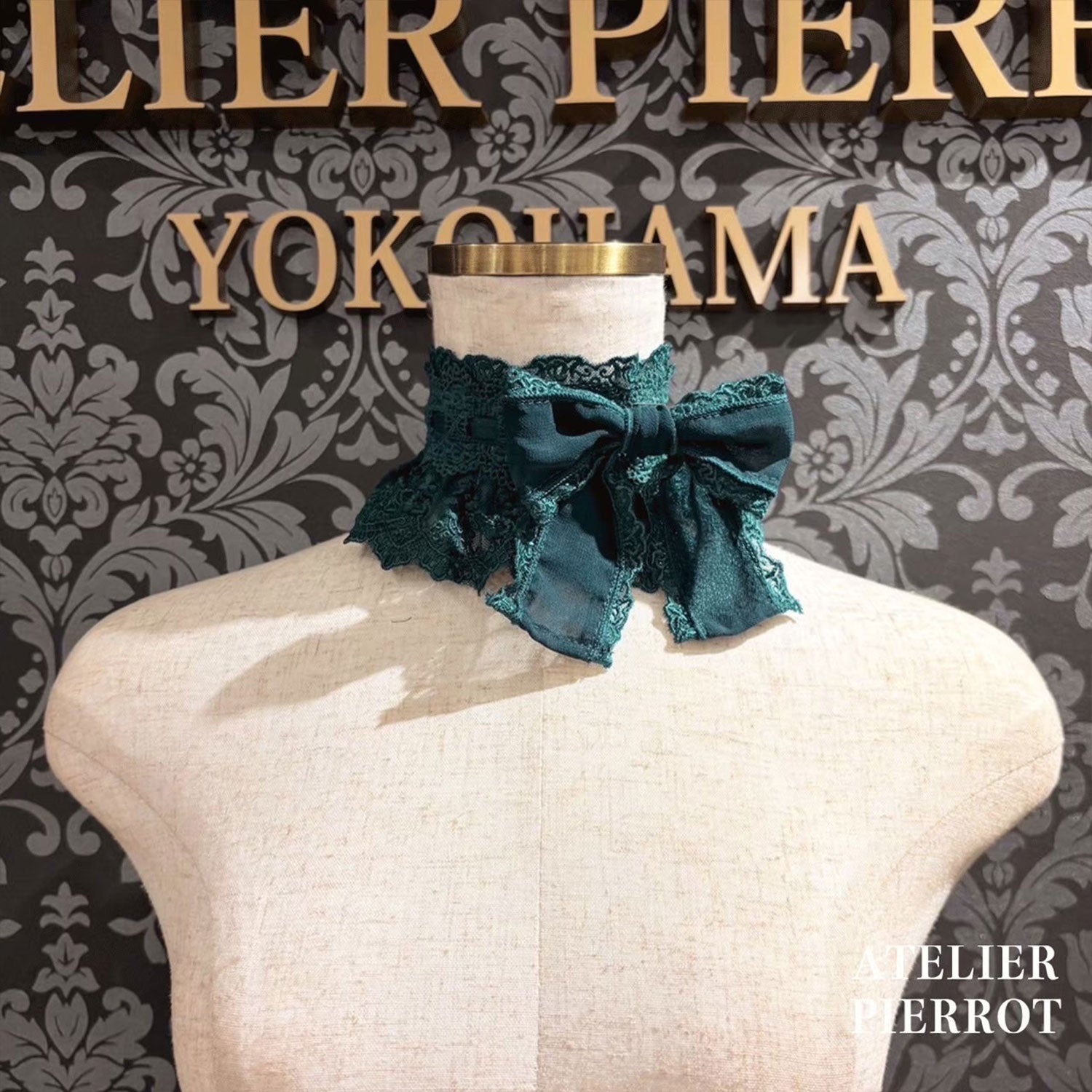 【ATELIER PIERROT【Laced Grace Choker】白/波尔多/紫/绿/海蓝色/黑