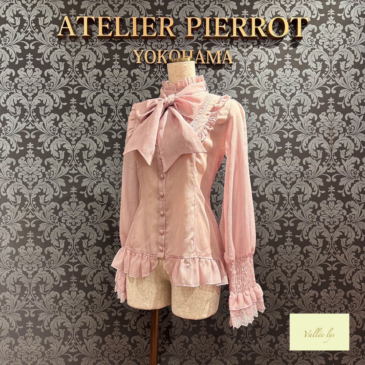 【Vallée lys】ヴァレリス　Ethereal Ribbon Blouse　ホワイト/ピンク/ブラック