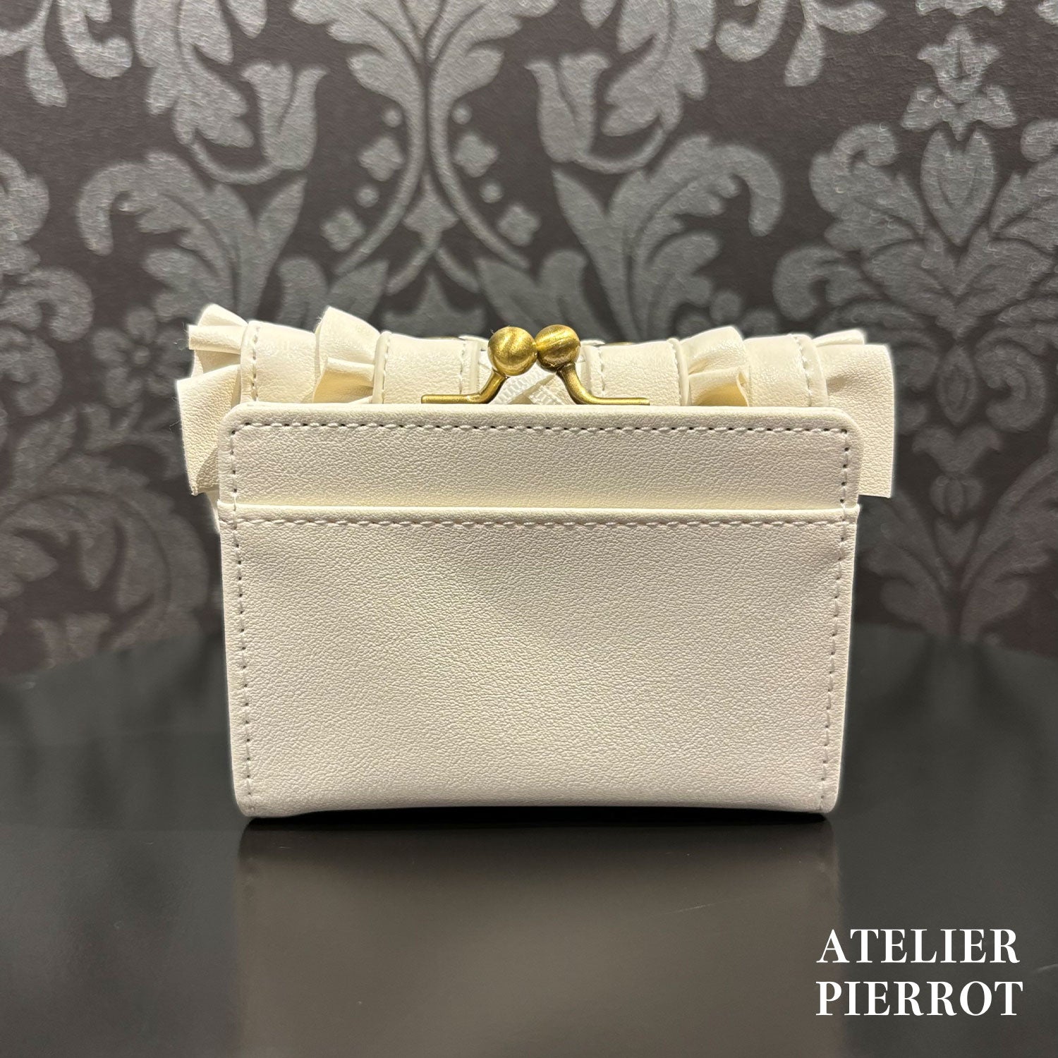 【ATELIER PIERROT】　Doll’s Frill Mini WalletWhite/Bordeaux/Black