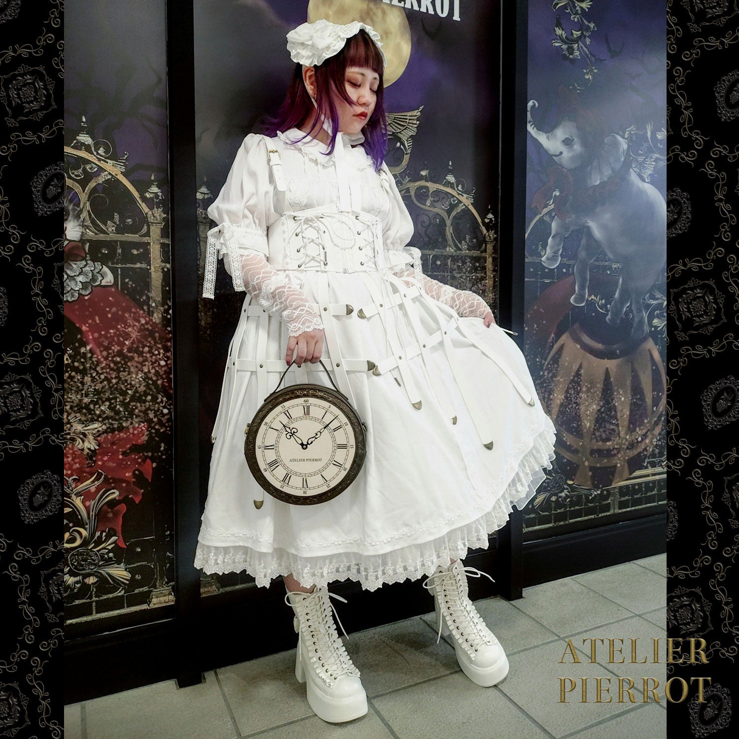 【ATELIER PIERROT】“Aeon” Clock Shoulder Bag　ブロンズ/ブラック