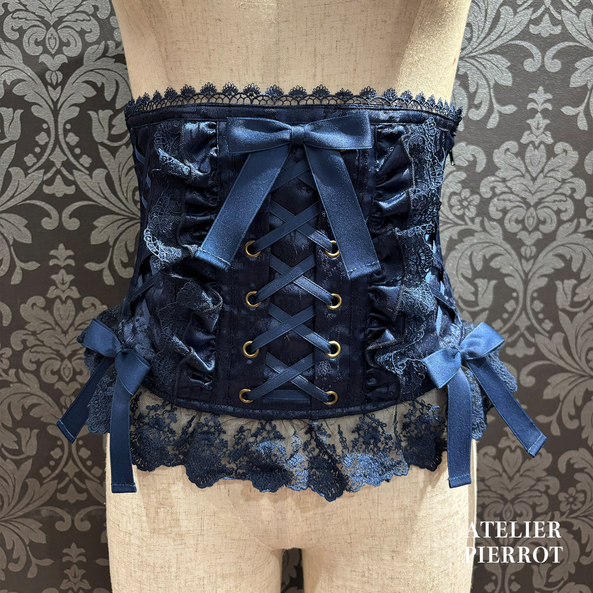 　【ATELIER PIERROT】　★現已接受預訂★ Chérie 荷葉邊緊身胸衣White/Bordeaux/Navy/Black