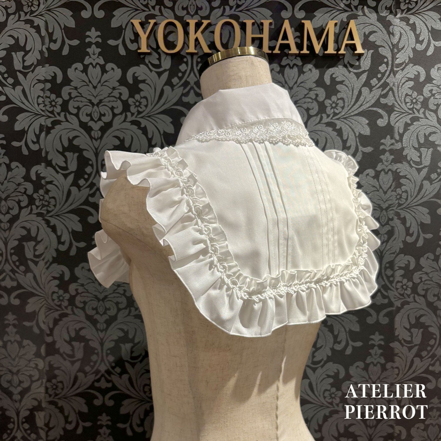 【ATELIER PIERROT] Attached collar/round collarWhite/Black