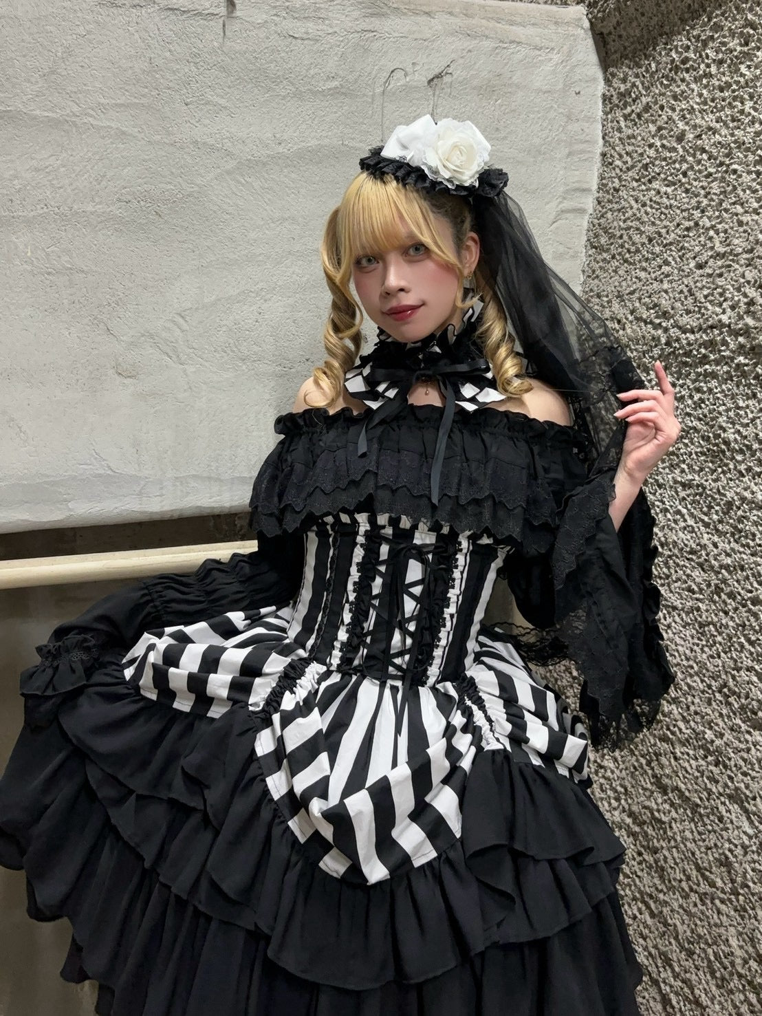 【ATELIER PIERROT】　★ご予約受付中★ Marionette Corset Skirt Set　ストライプ/ブラック