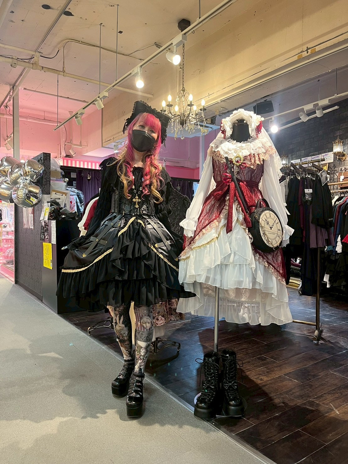 【ATELIER PIERROT】　Eternal Nocturne Bustle Skirt　ホワイト/ブラック