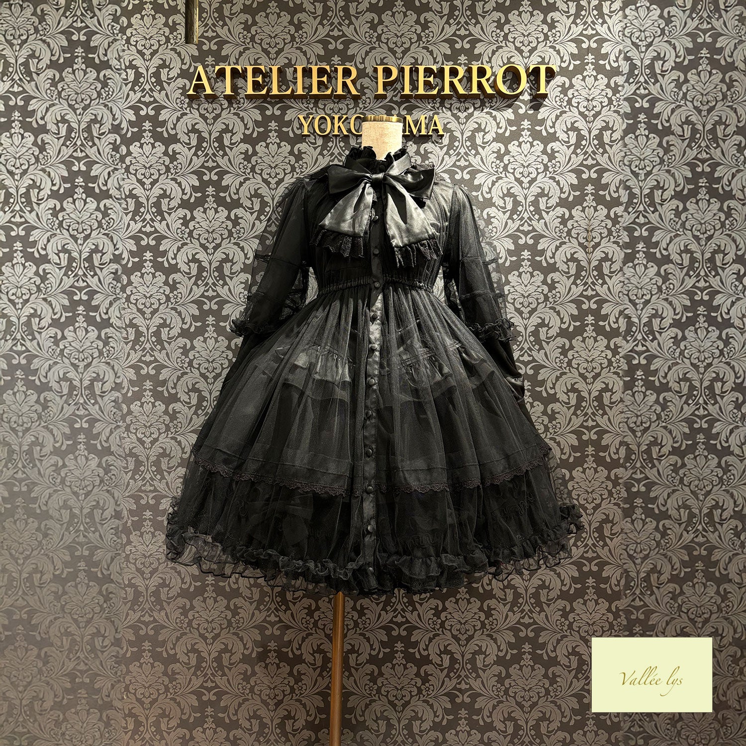 【Vallée lys】ヴァレリス　Nocturne Sheer Tulle Dress  　ホワイト/ピンク/グレー/ボルドー/パープル/ブラック　