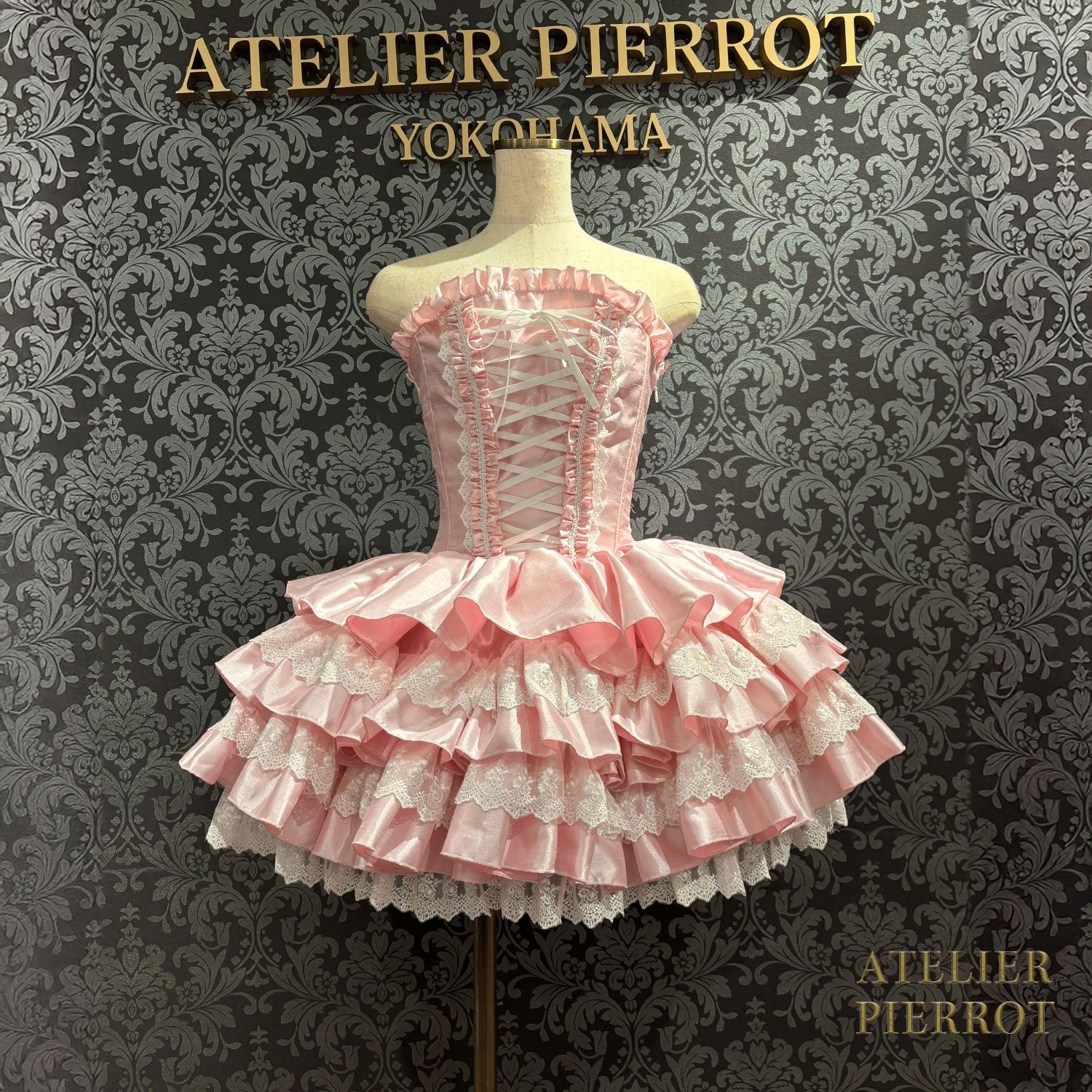 【ATELIER PIERROT】 Vestido mini corsé, blanco/rosa/saxofón/púrpura/verde/azul marino/negro x blanco/negro★Período de pedido hasta el domingo 5 de octubre★