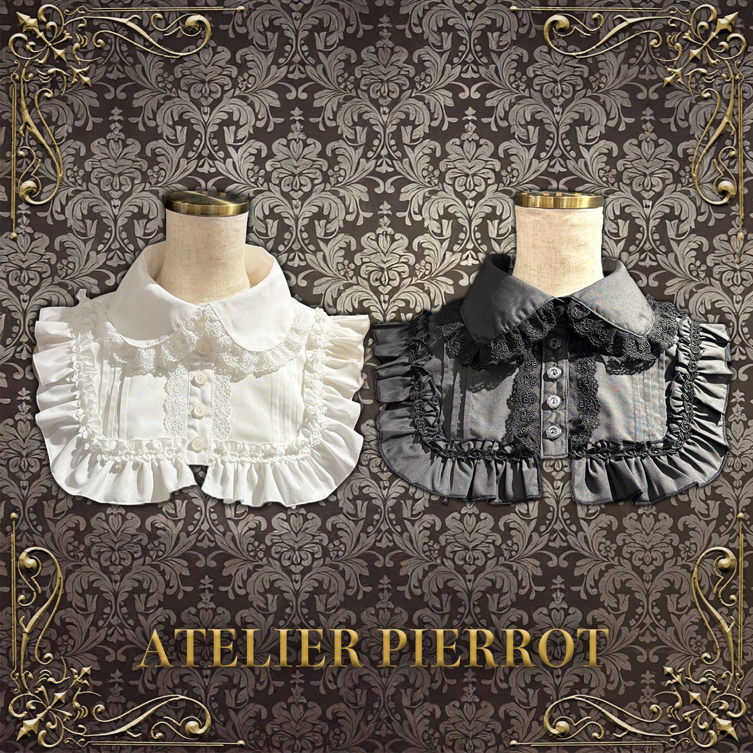 【ATELIER PIERROT】　つけ襟/丸襟　ホワイト/ブラック