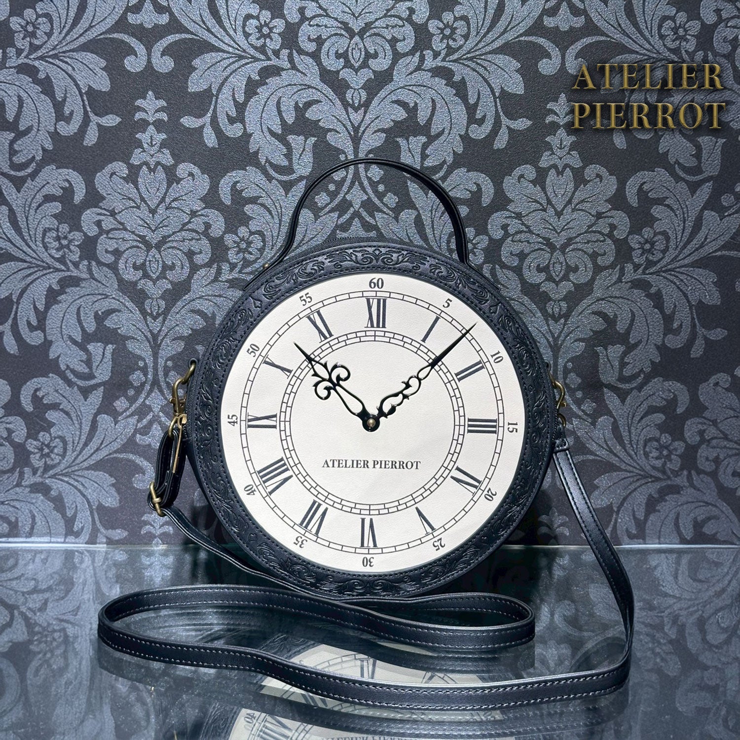 【ATELIER PIERROT】“Aeon” Clock Shoulder Bag　ブロンズ/ブラック