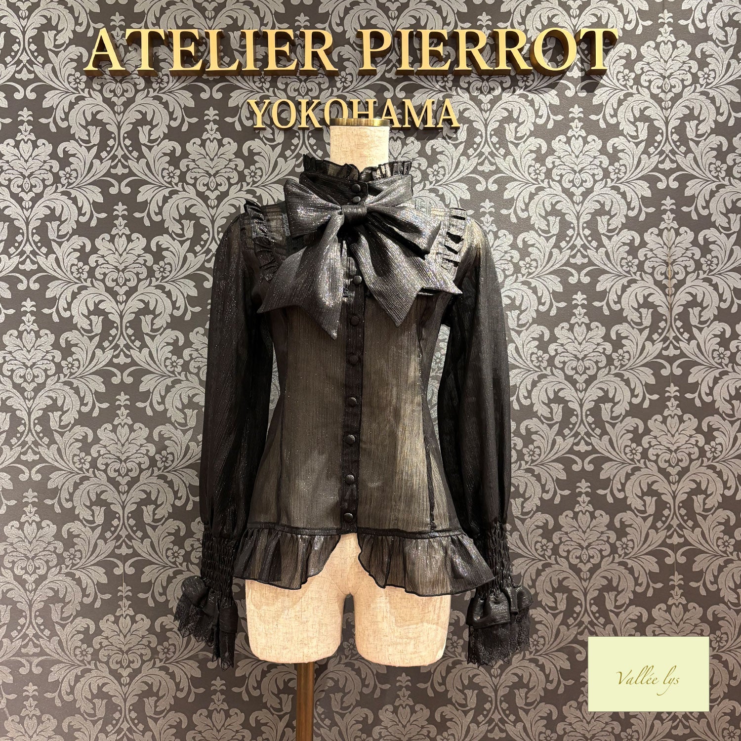 【Vallée lys】ヴァレリス　Ethereal Ribbon Blouse　ホワイト/ピンク/ブラック