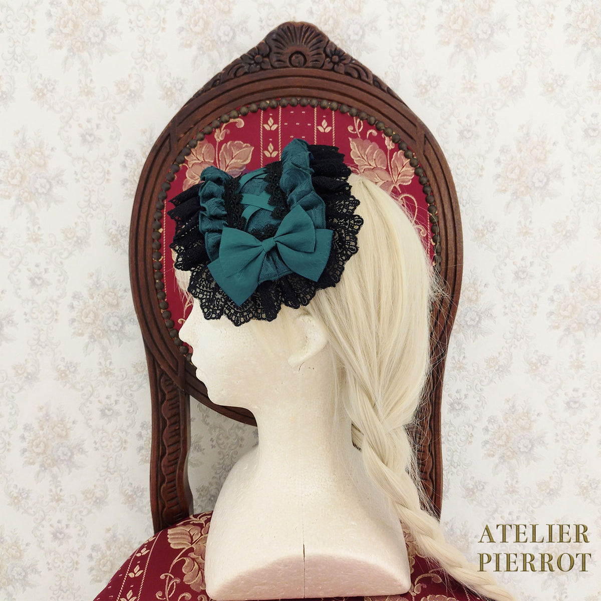 【ATELIER PIERROT】　Royal Nocturne Headdress　ホワイト/ピンク/ワイン/グリーン/ネイビー/ブラック