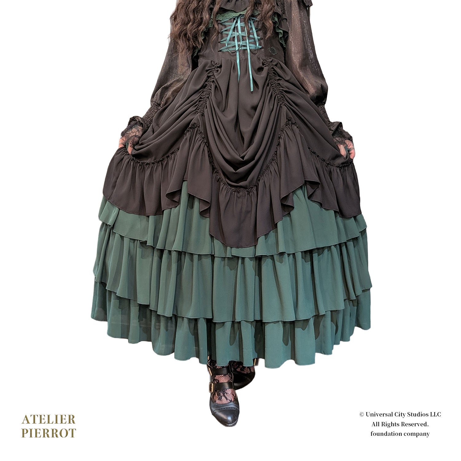 【ATELIER PIERROT] WICKED/Elphaba's Long Bustle JSK Noir x Vert/Noir x Noir