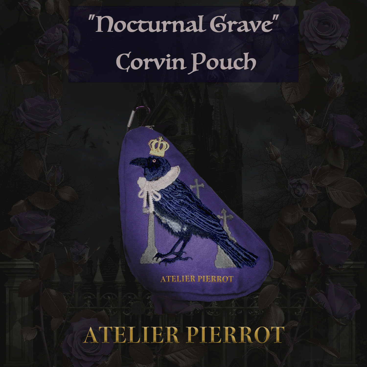 【ATELIER PIERROT】　"Nocturnal Grave" Corvin Pouch　パープル/ブラック
