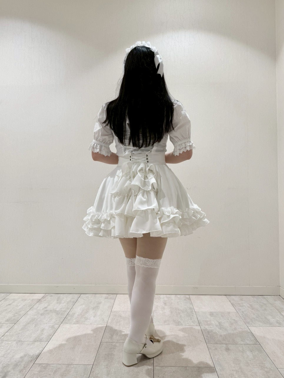 【ATELIER PIERROT] Jupe à lacets AdenophoraWhite/Nouvelle couleurBordeaux/Purple×Black/Nouvelle couleurNavy/Black×White/Black