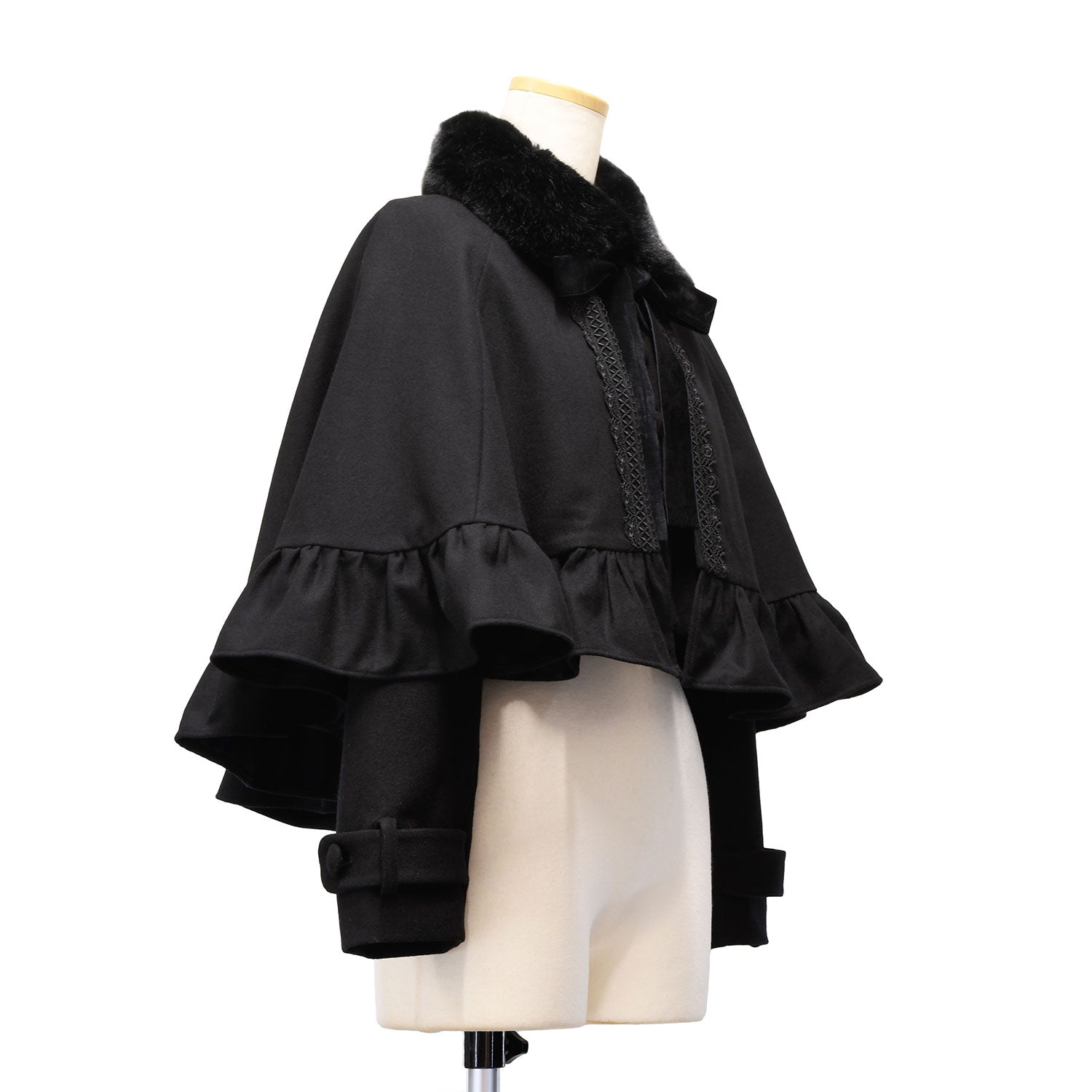 【Sheglit】シェグリット　●予約●"Gretel"ショートケープコート　ボルドー/ブラック　Mサイズ/Lサイズ