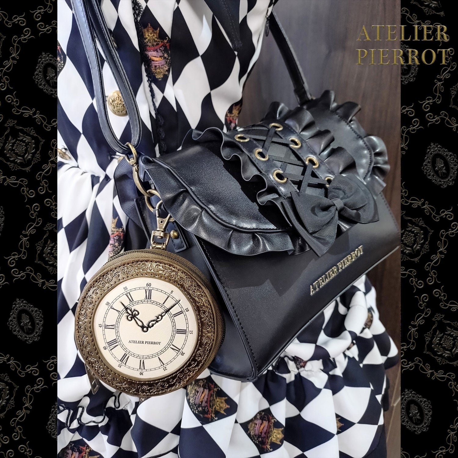 【ATELIER PIERROT】　Pochette a la carte  Coin Purse ~Clock~　ブロンズ/ブラック