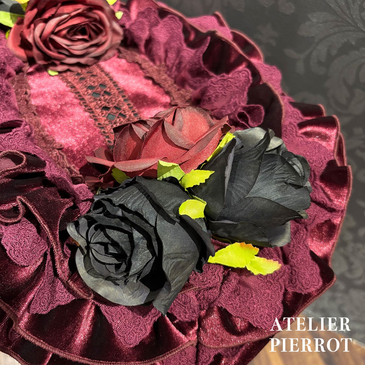 【ATELIER PIERROT】 Adenophora Grand Headdress Bordeaux/Marine/Schwarz★Von Anfang bis Mitte September entlassen★