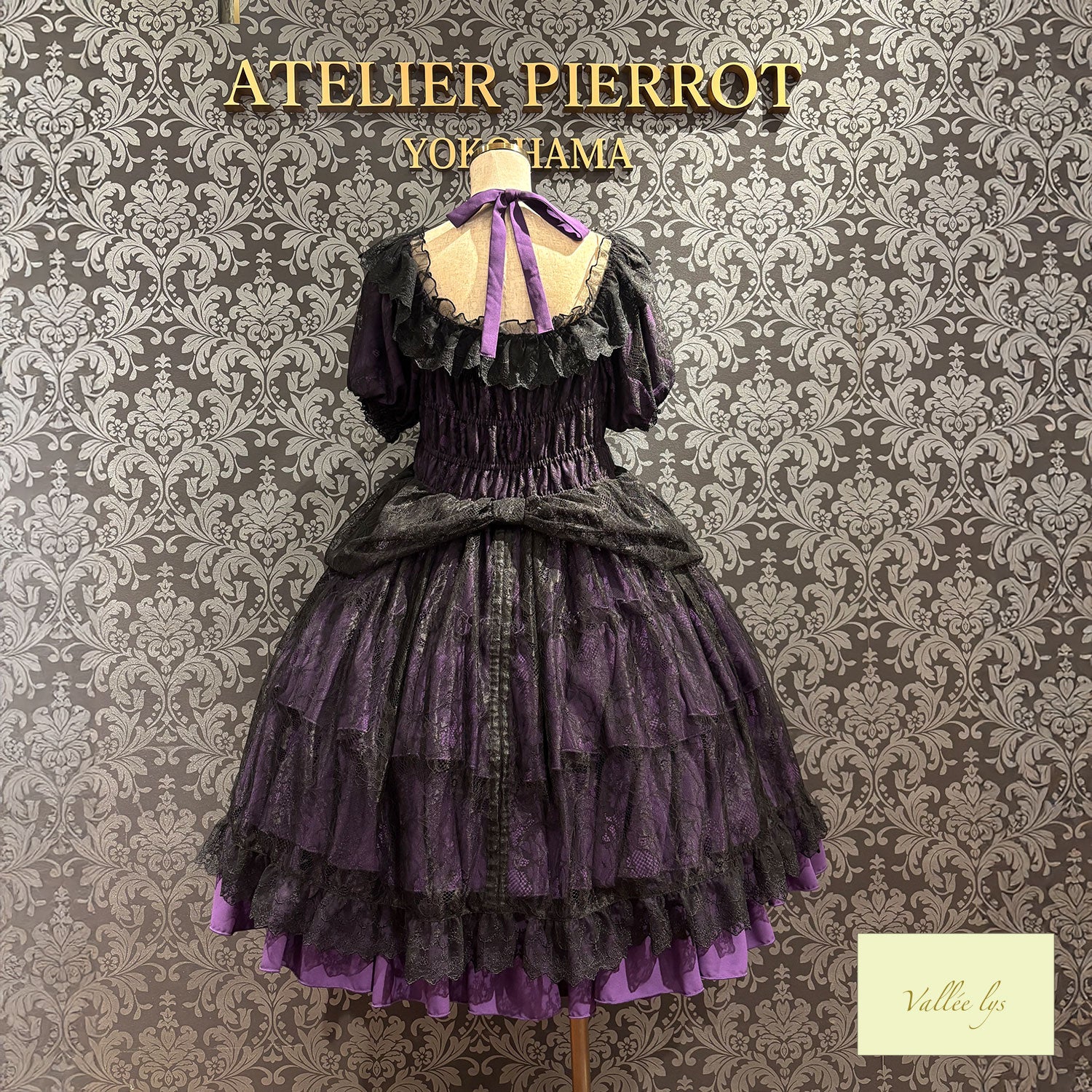 [Vallée lys] Valée Mellow Melody Dress new colorWhite/Bordeaux×Black/Navy×Black/New colorPurple×Black/Black×White/Black