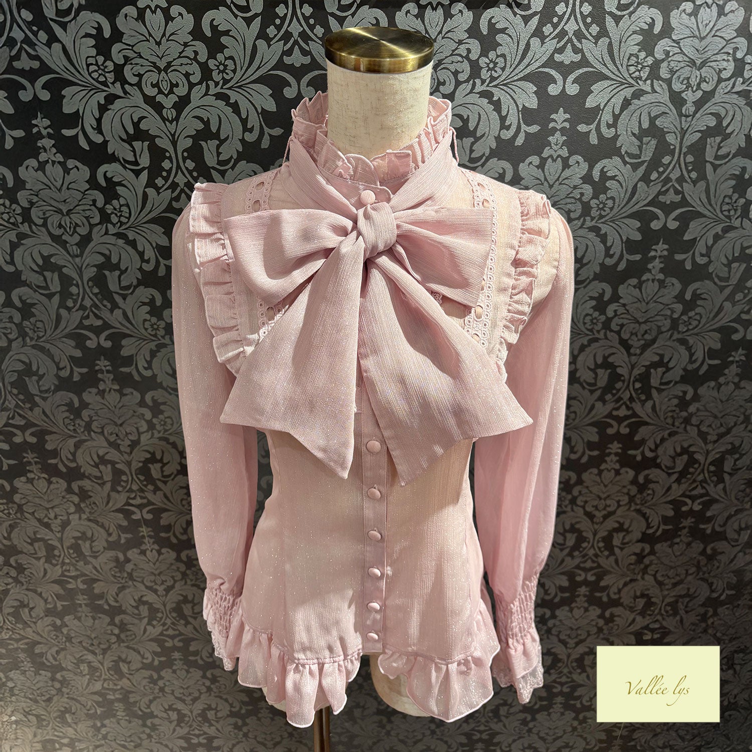 【Vallée lys】ヴァレリス　Ethereal Ribbon Blouse　ホワイト/ピンク/ブラック