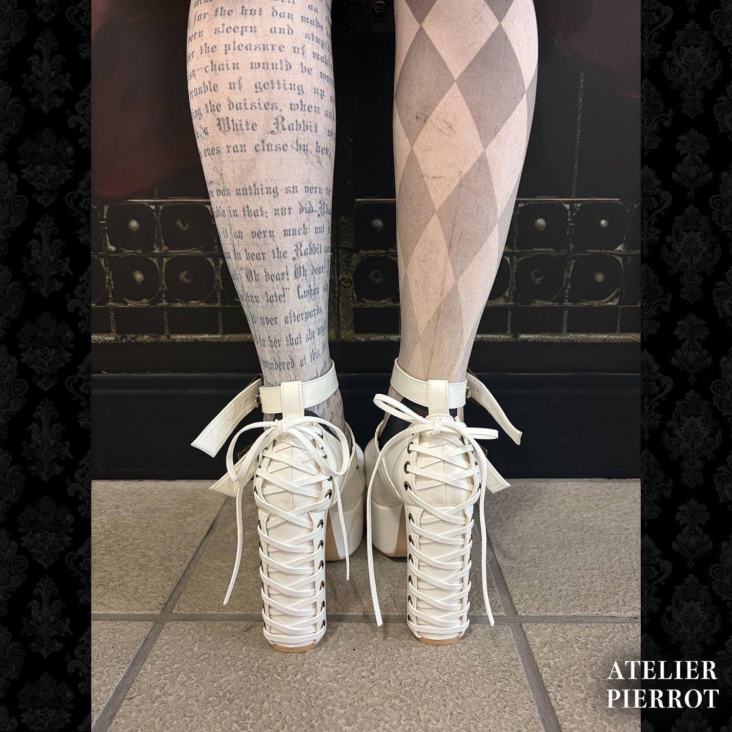 【ATELIER PIERROT】　★Now accepting reservations★ Coffin Buckle Lace-Up Platform PumpsWhite/Bordeaux/gold/BlackS/M/L/XL