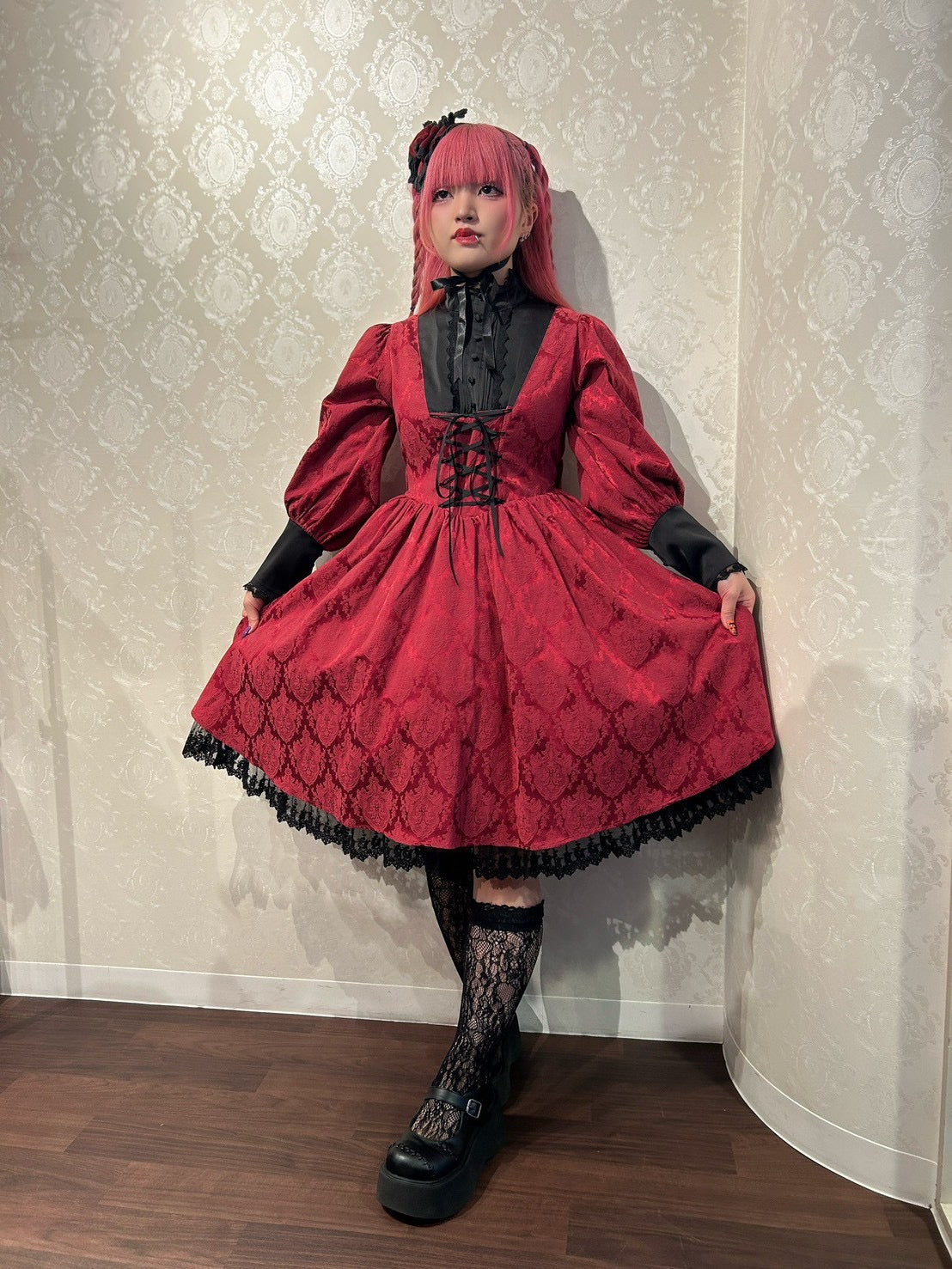 【ATELIER PIERROT] Vestido victoriano Reverie Blanco/Burdeos/Azul marino/Negro★Lanzado a principios de noviembre.★