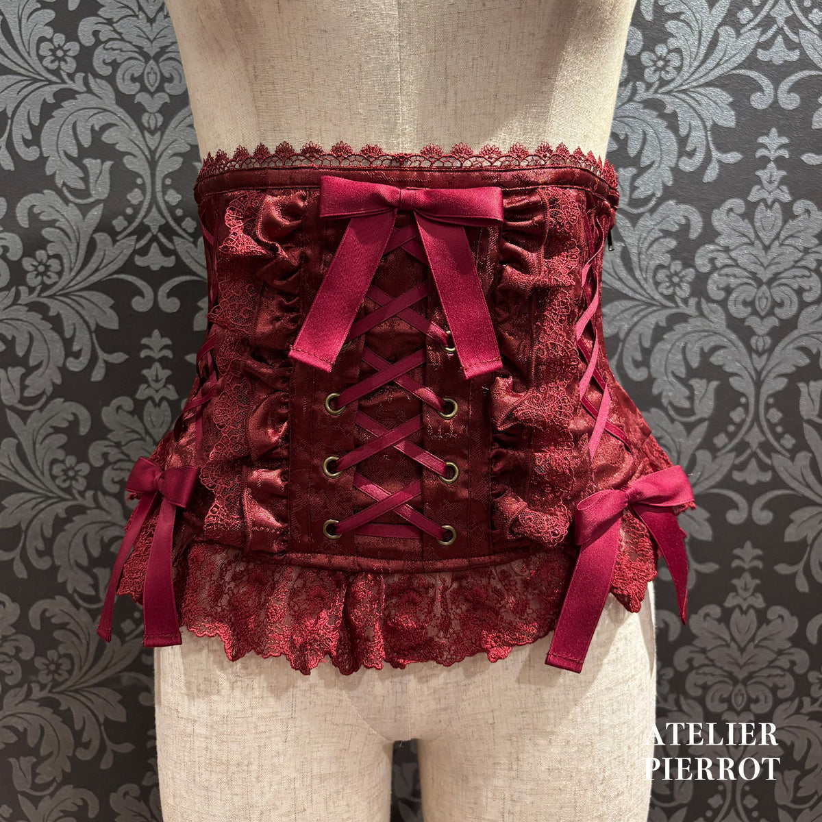 　【ATELIER PIERROT】　★現已接受預訂★ Chérie 荷葉邊緊身胸衣White/Bordeaux/Navy/Black