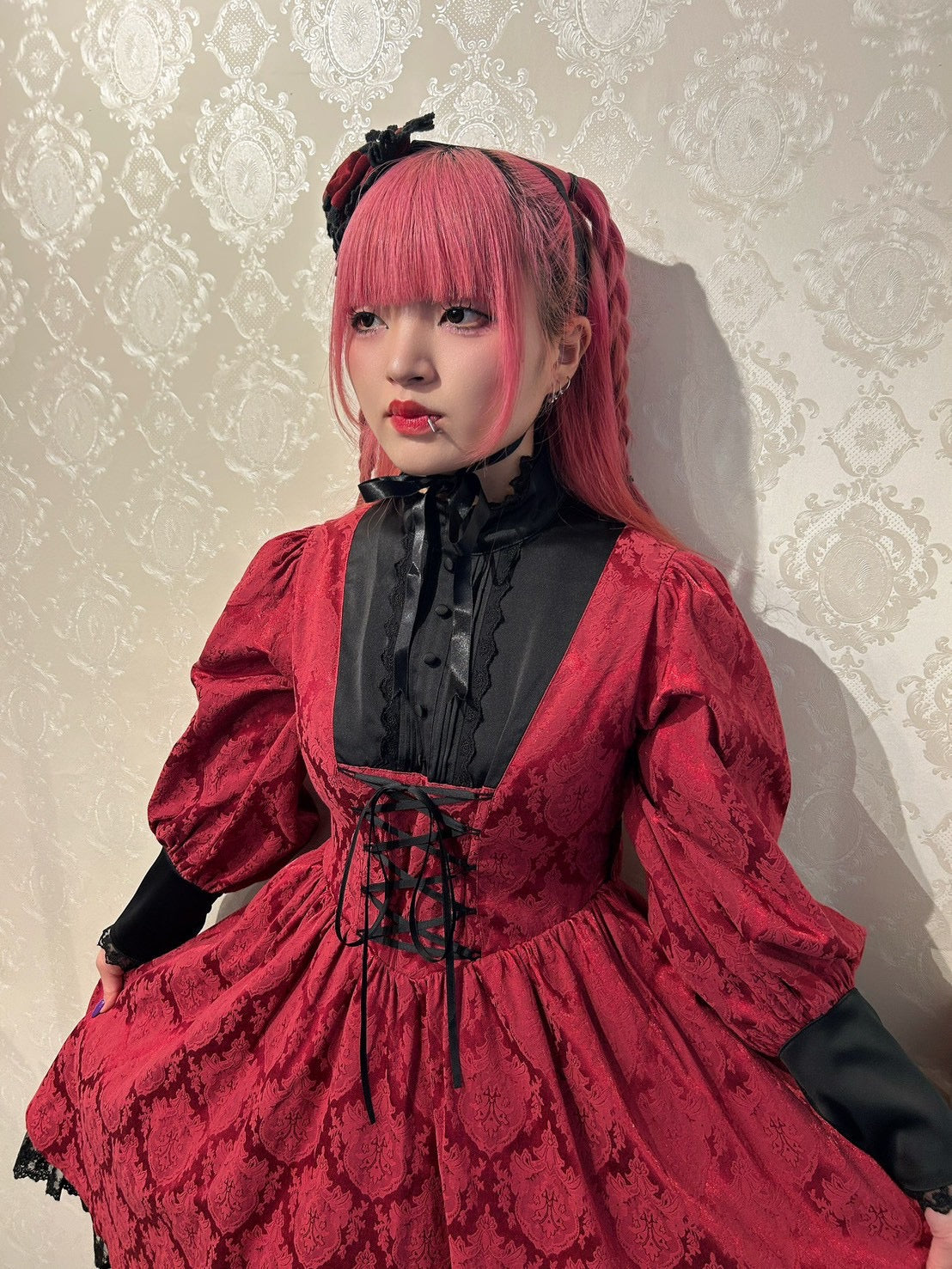 【ATELIER PIERROT] Vestido victoriano Reverie Blanco/Burdeos/Azul marino/Negro★Lanzado a principios de noviembre.★