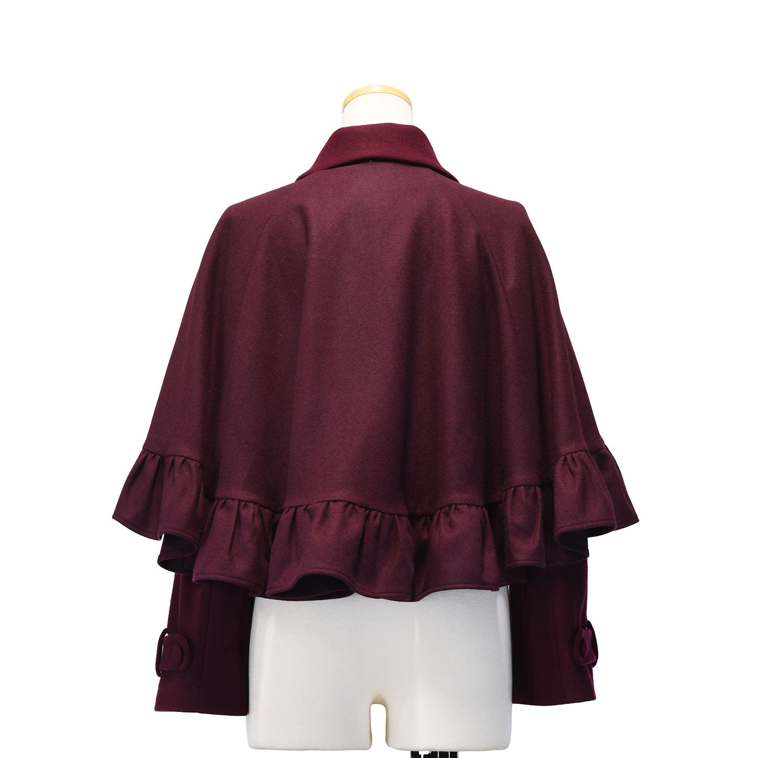 【Sheglit】シェグリット　●予約●"Gretel"ショートケープコート　ボルドー/ブラック　Mサイズ/Lサイズ