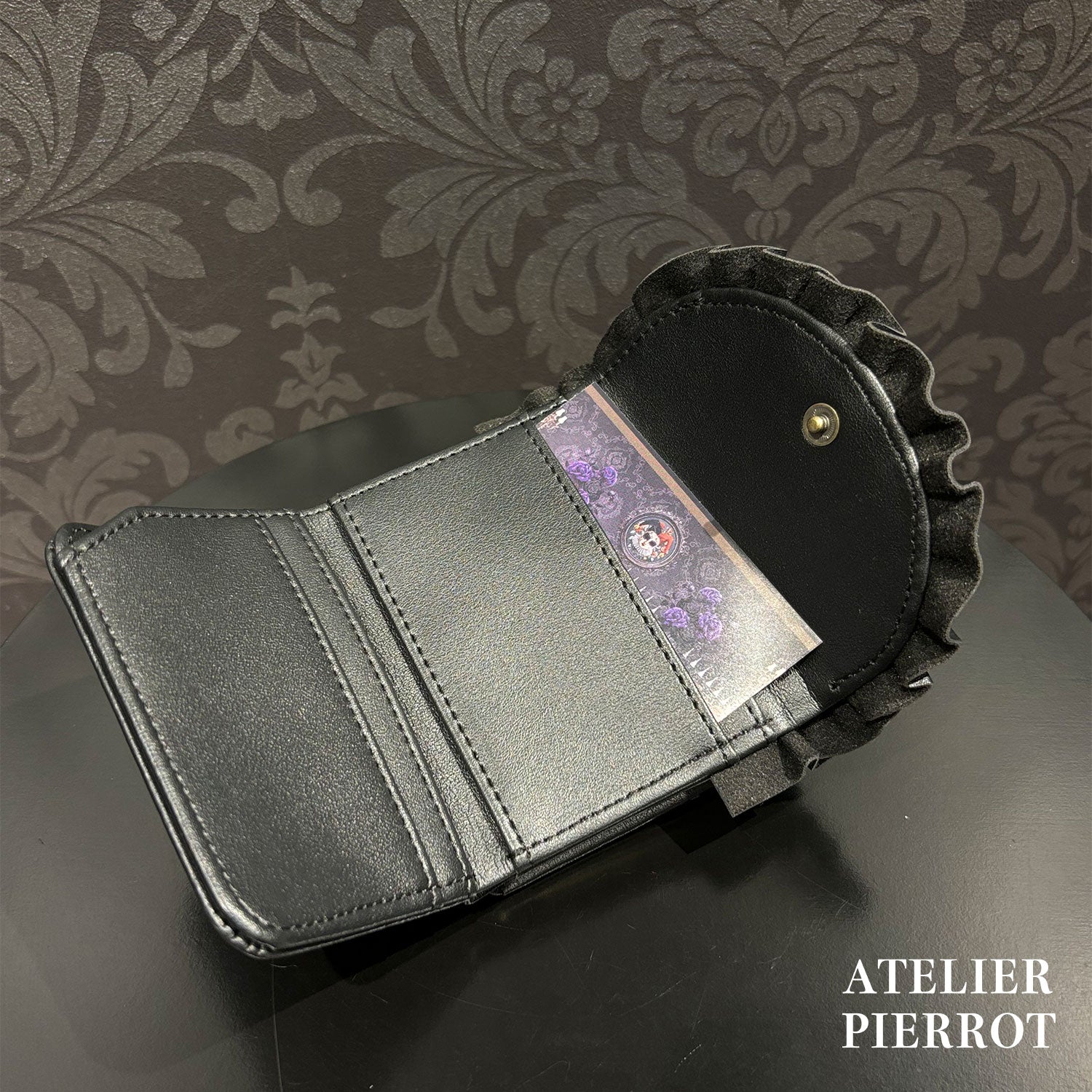 【ATELIER PIERROT】　Doll’s Frill Mini WalletWhite/Bordeaux/Black