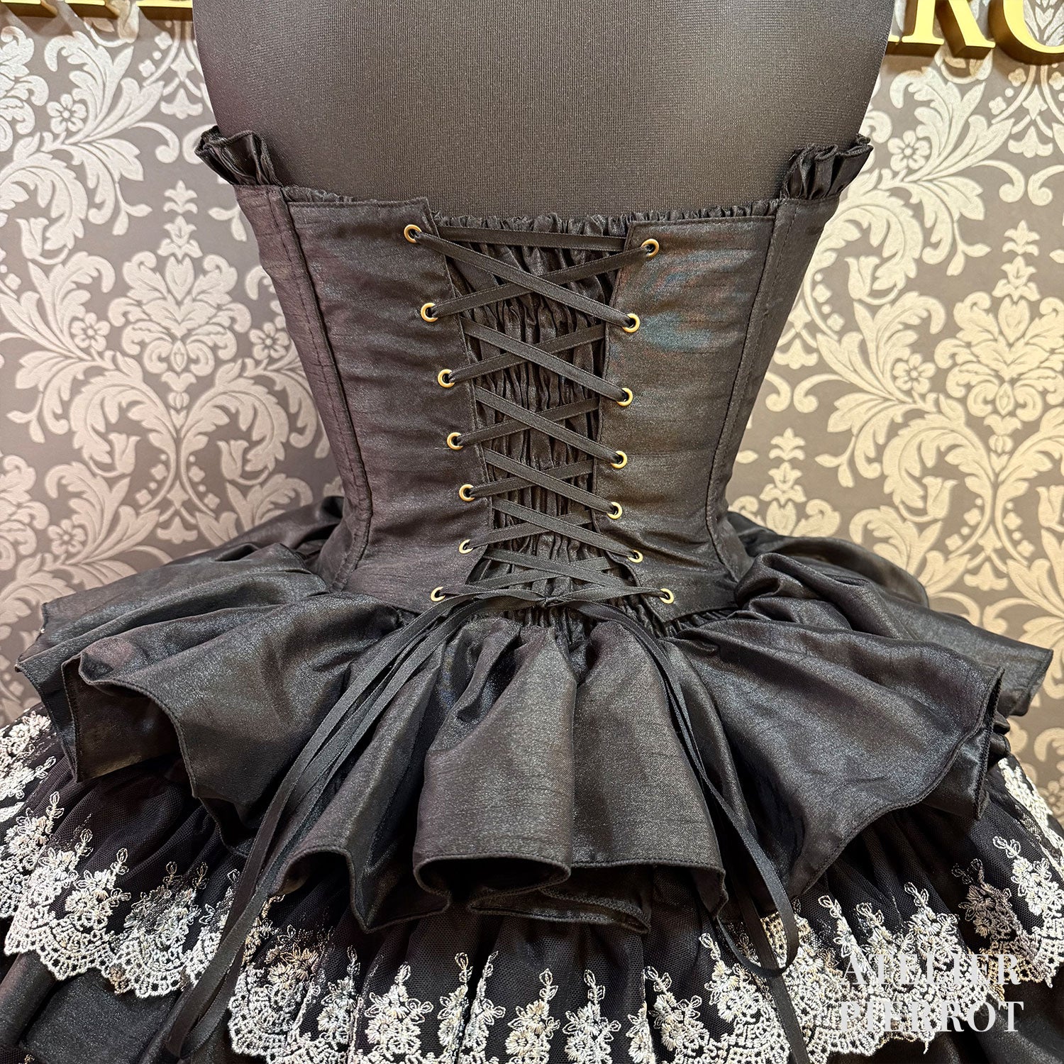 【ATELIER PIERROT] Mini Corset Dress (Silver lace ver) White/Black