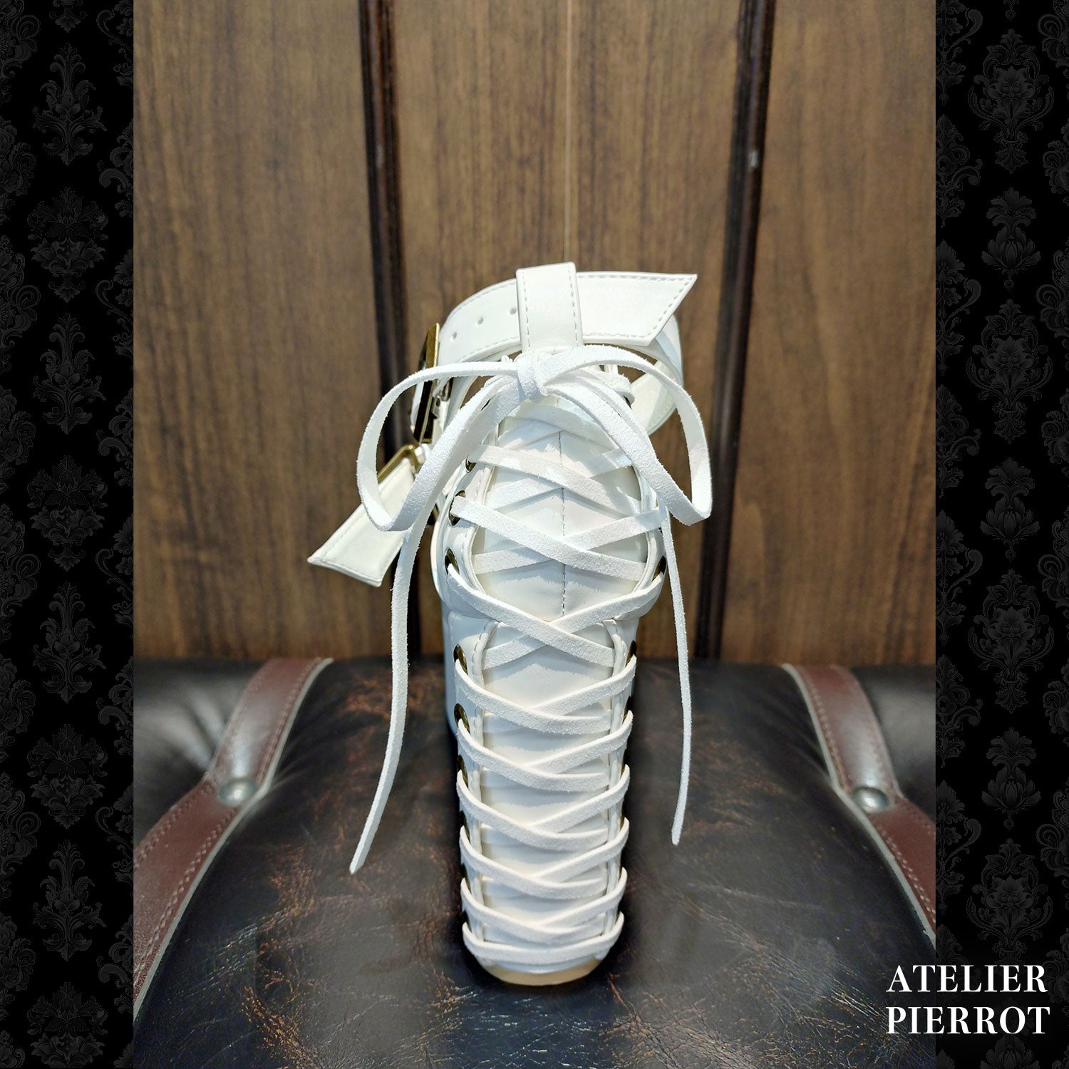 【ATELIER PIERROT】　★Now accepting reservations★ Coffin Buckle Lace-Up Platform PumpsWhite/Bordeaux/gold/BlackS/M/L/XL