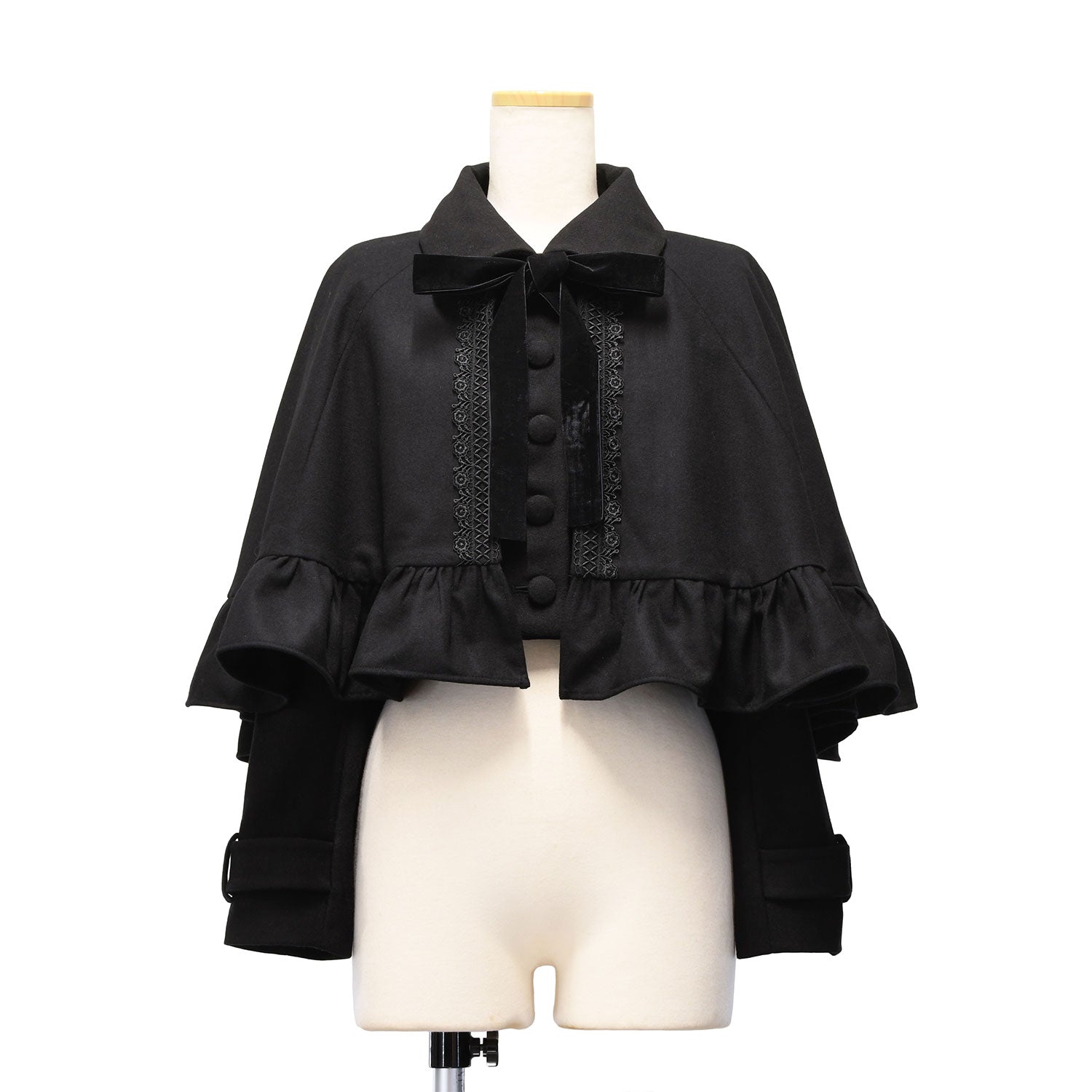 【Sheglit】シェグリット　●予約●"Gretel"ショートケープコート　ボルドー/ブラック　Mサイズ/Lサイズ