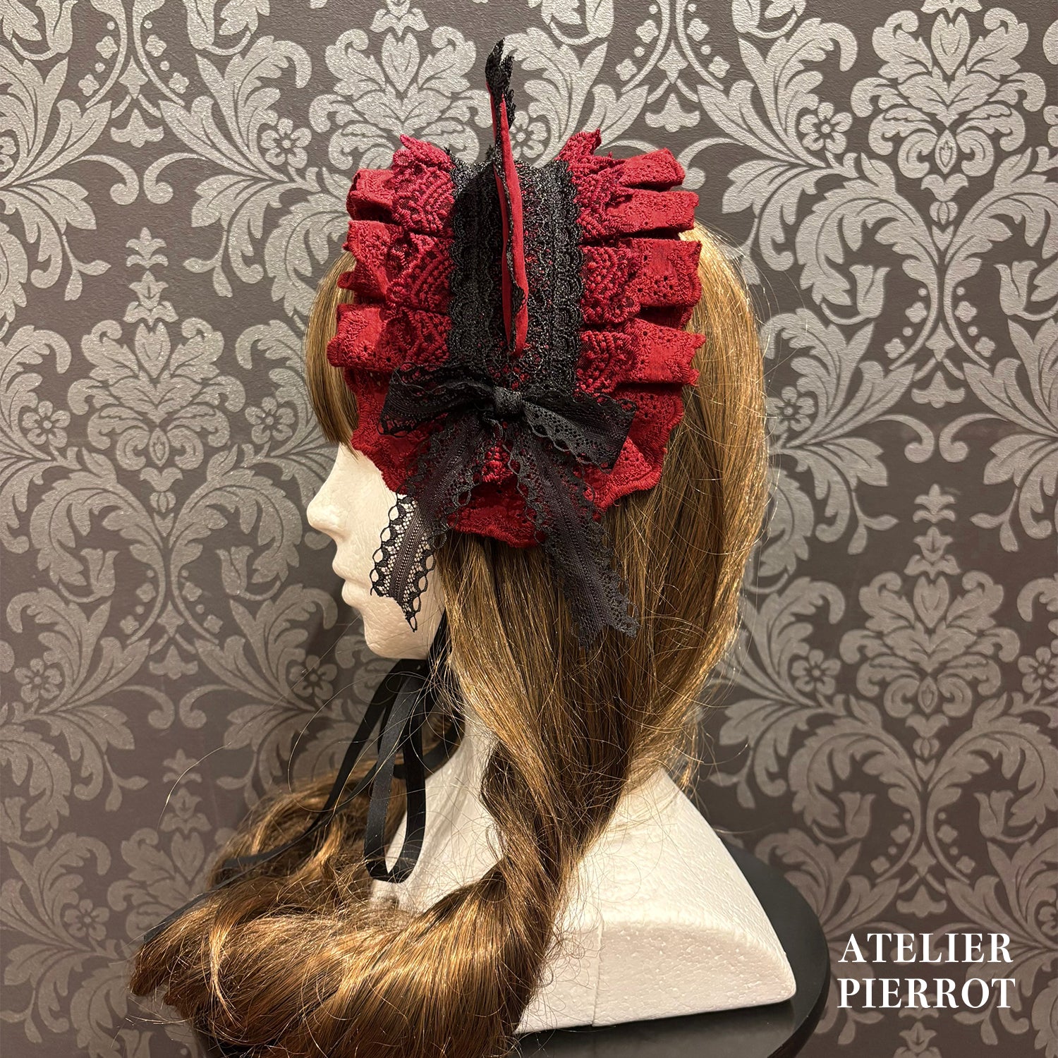【ATELIER PIERROT】　★ご予約受付中★ Mimi de Chat Lace Headdress　ホワイト/新色ボルドー/新色パープル/新色ネイビー/ブラック×ホワイト/ブラック