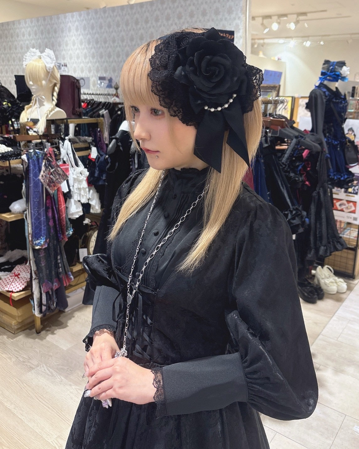 【ATELIER PIERROT] Vestido victoriano Reverie Blanco/Burdeos/Azul marino/Negro★Lanzado a principios de noviembre.★