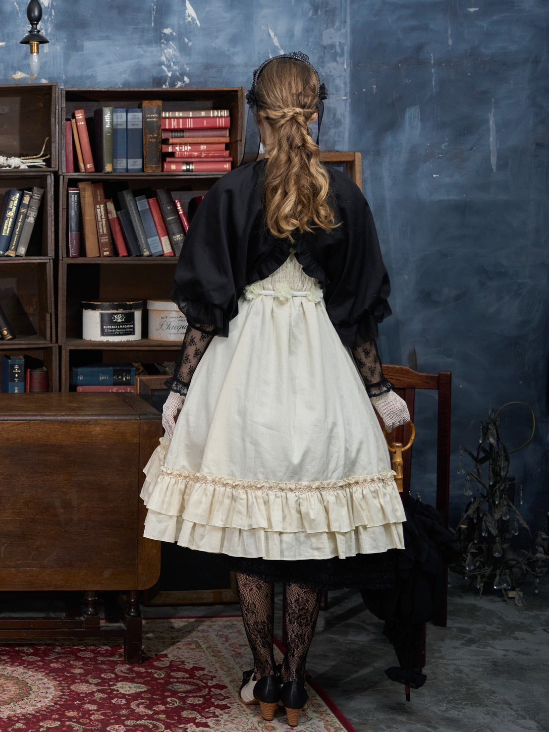 【Victorian maiden】ヴィクトリアンメイデン　ルークフローラルフラッフィーボレロ　アイボリー/ブラック