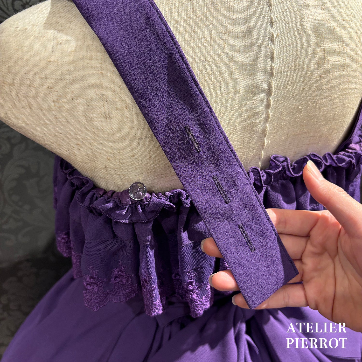 【ATELIER PIERROT】　★ご予約受付中★ Cathedral Veil  Jumper Skirt 　ホワイト/ボルドー/パープル/ネイビー/ブラック　プラスサイズ