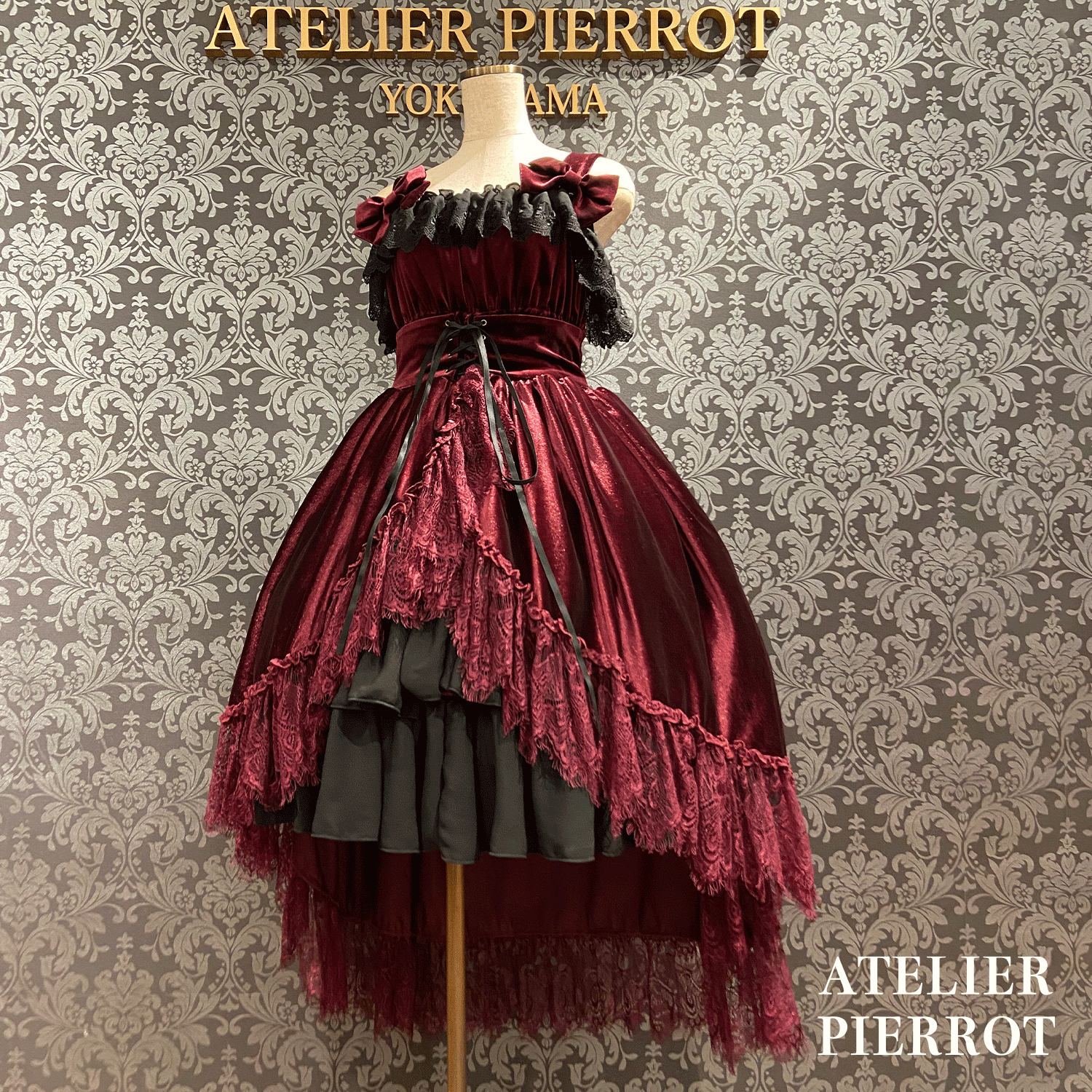 【ATELIER PIERROT】 Adenophora -Jumper -Rock Bordeaux/Marine/Schwarz★Geplant, Mitte September bis zum Ende veröffentlicht zu werden★