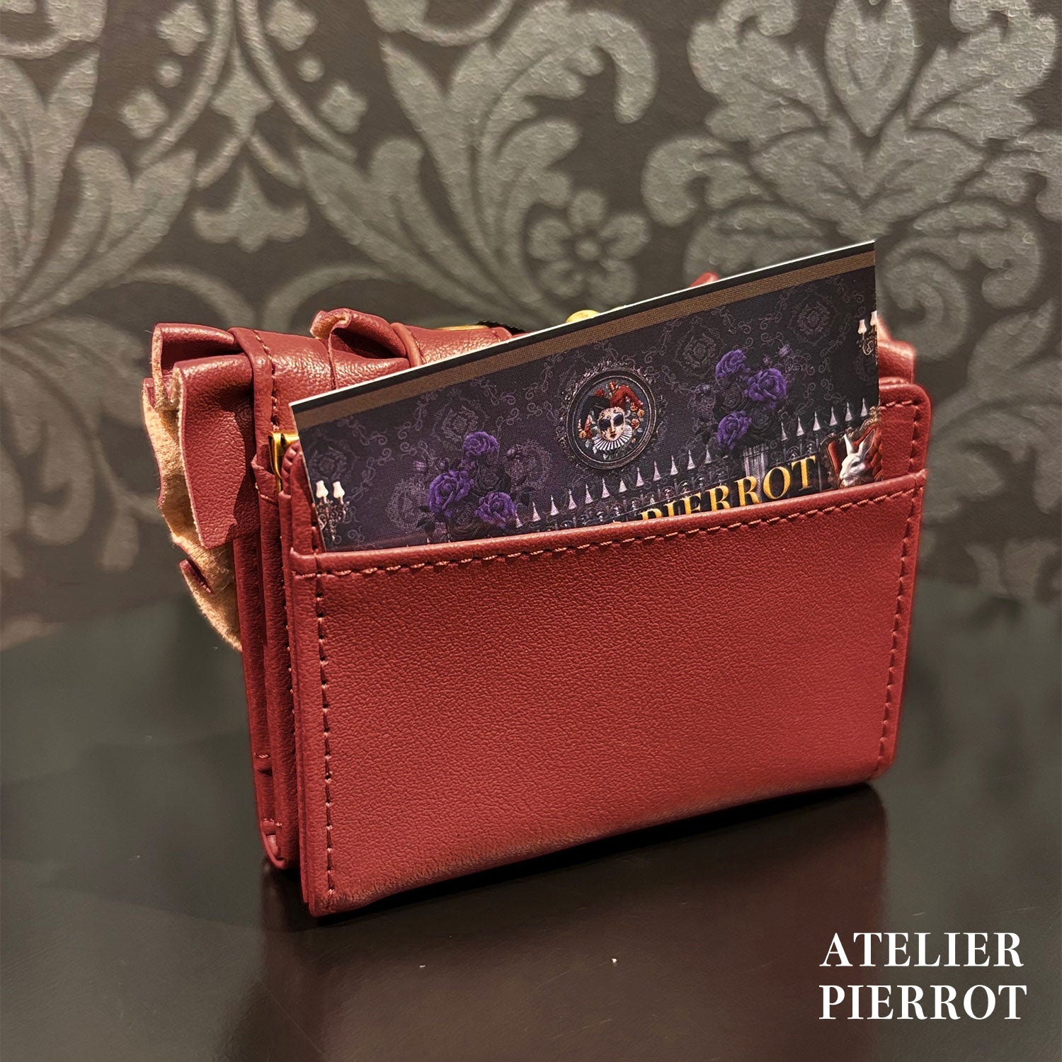 【ATELIER PIERROT】　Doll’s Frill Mini WalletWhite/Bordeaux/Black