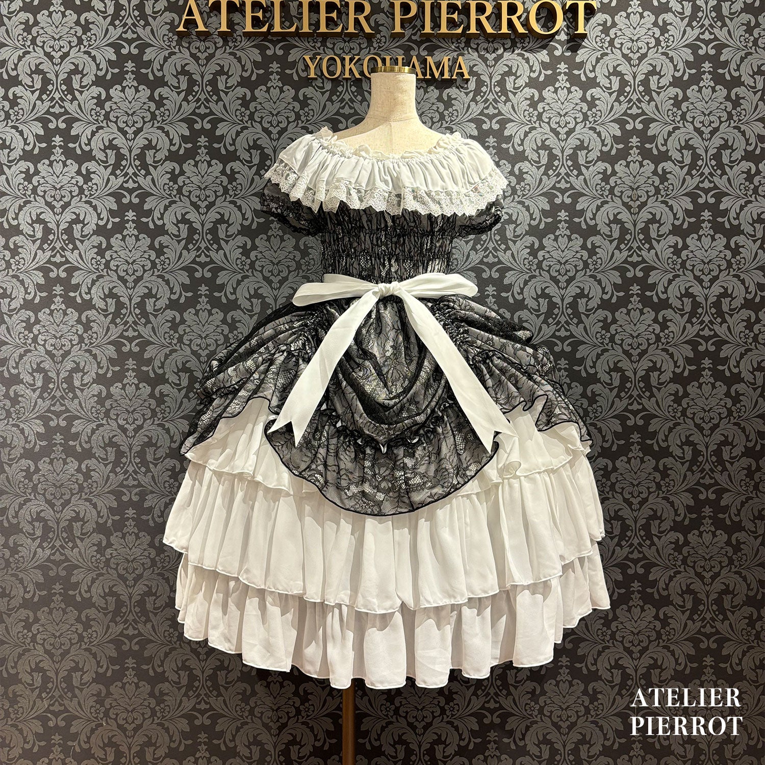 【ATELIER PIERROT】　Ruined Castle Dress　New colorWhite/Bordeaux/New colorPurple/Navy/White×Black/Black　