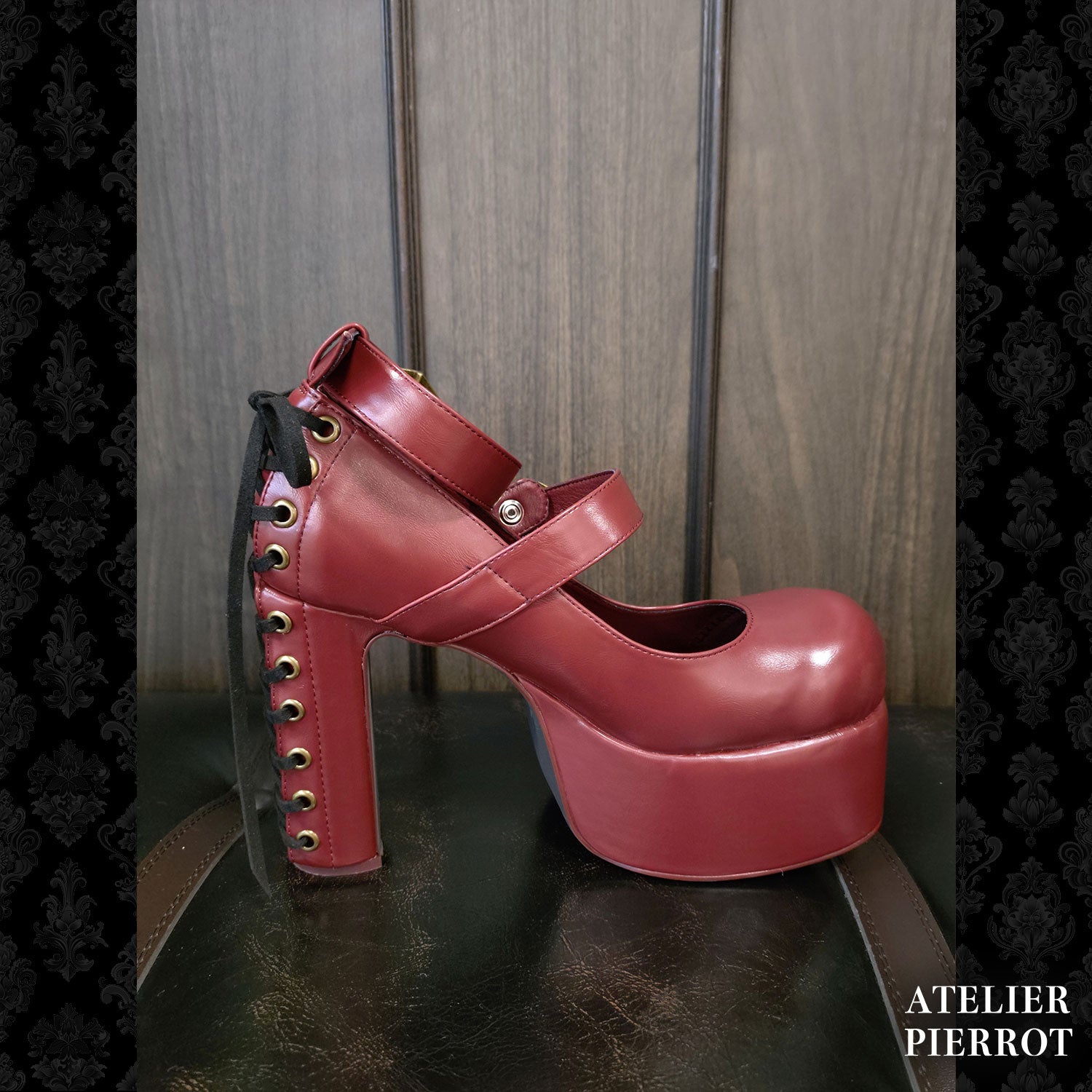 【ATELIER PIERROT】　★Now accepting reservations★ Coffin Buckle Lace-Up Platform PumpsWhite/Bordeaux/gold/BlackS/M/L/XL