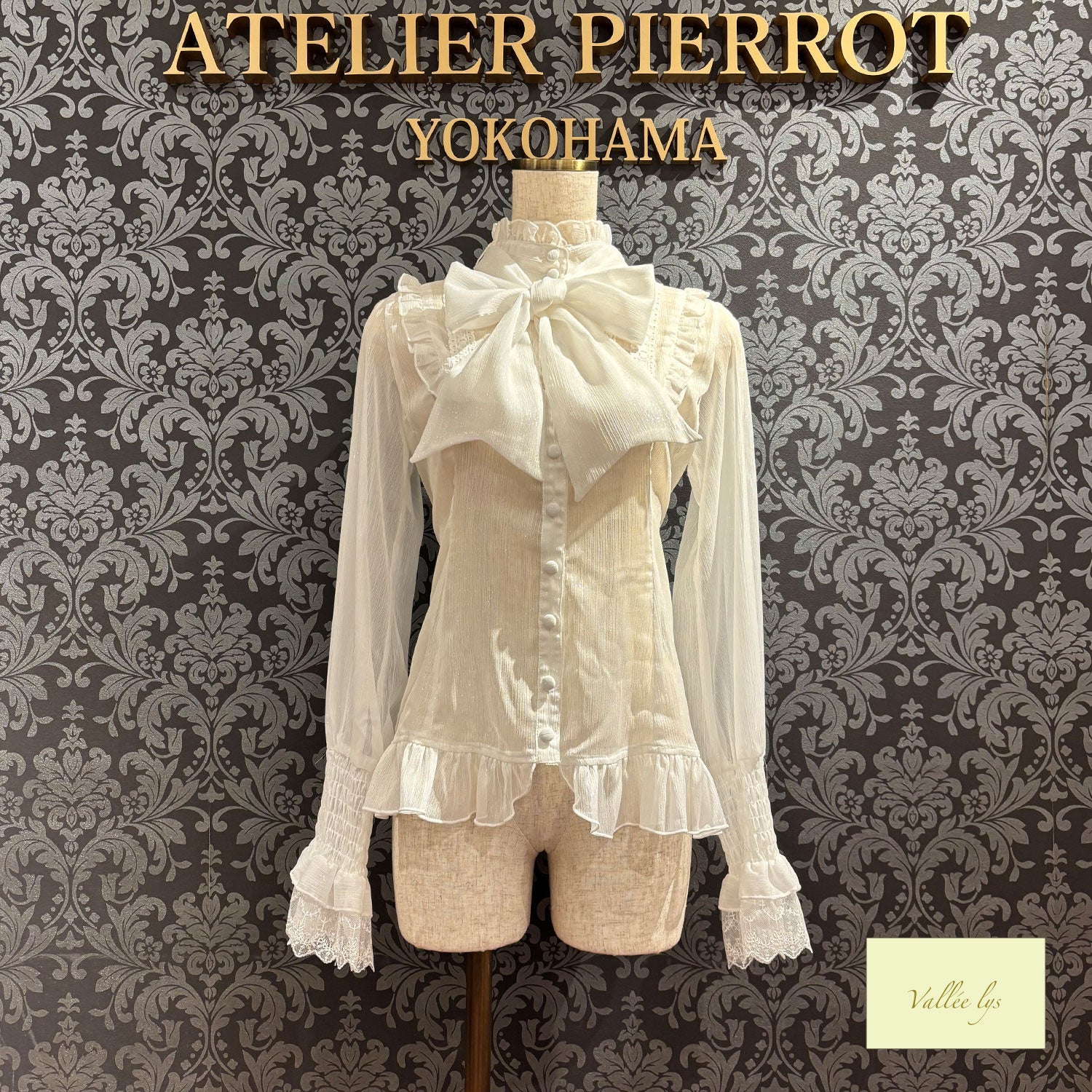 【Vallée lys】ヴァレリス　Ethereal Ribbon Blouse　ホワイト/ピンク/ブラック