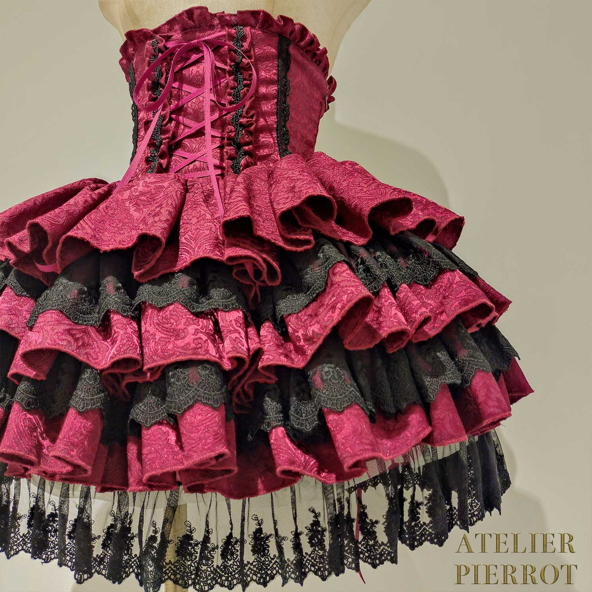 【ATELIER PIERROT】　Royal Nocturne Mini Corset Skirt　ホワイト/ピンク/ワイン/グリーン/ネイビー/ブラック
