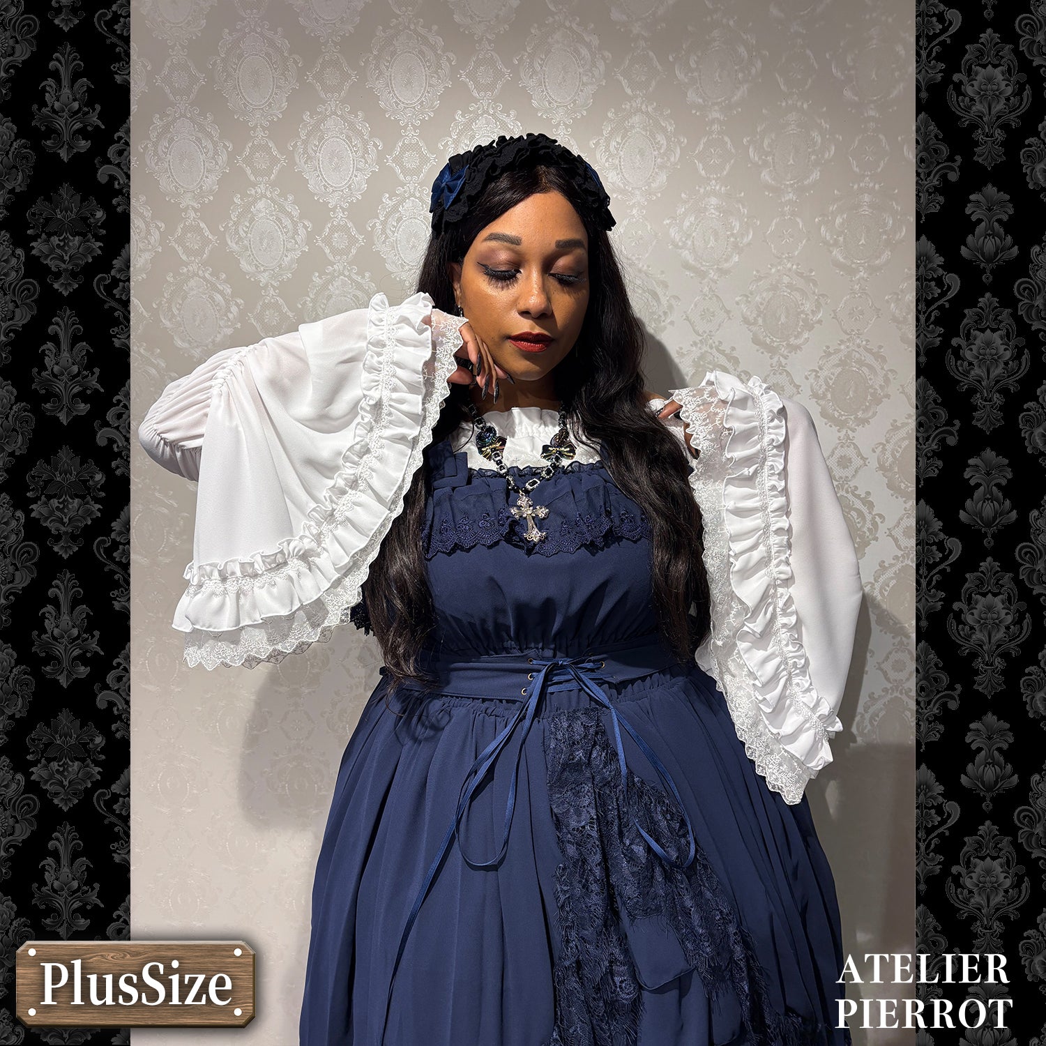 【ATELIER PIERROT】　★ご予約受付中★ Cathedral Veil  Jumper Skirt 　ホワイト/ボルドー/パープル/ネイビー/ブラック　プラスサイズ